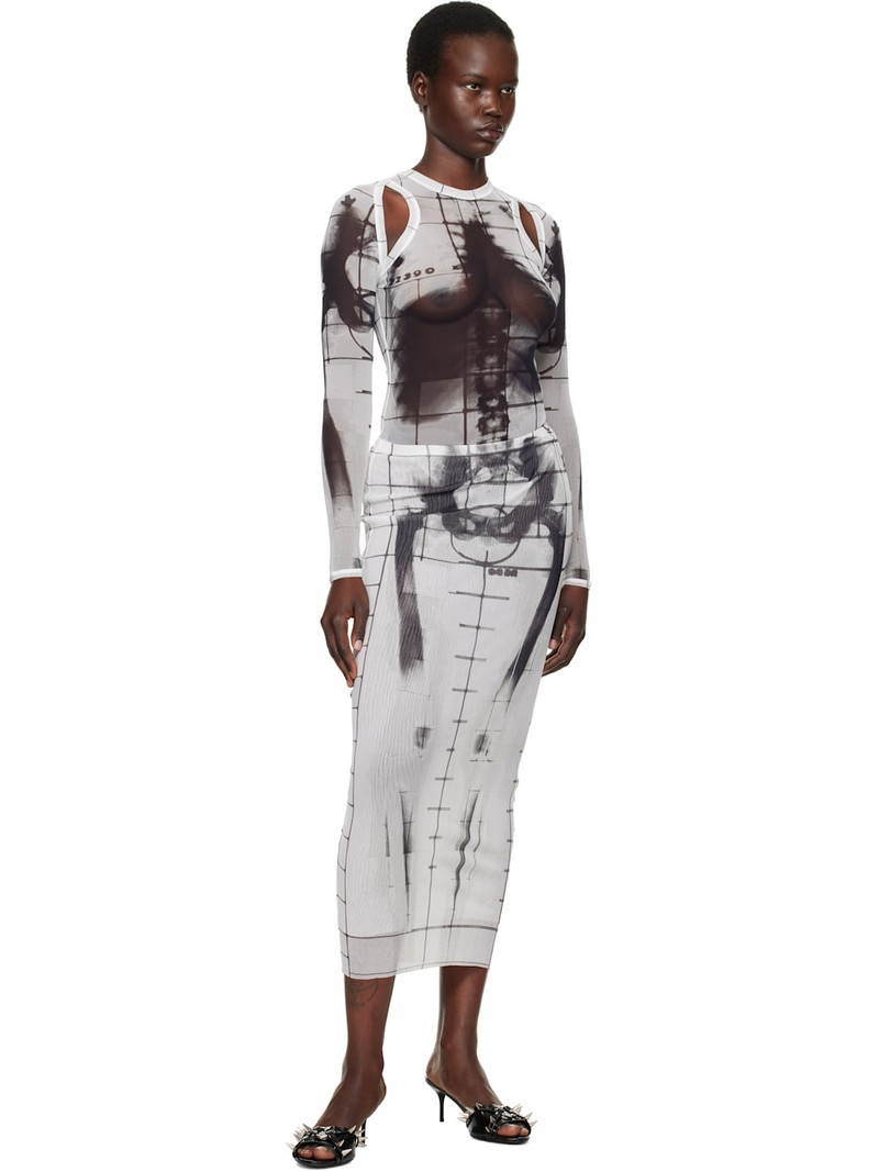 Jean Paul Gaultier White & Black 'The Squeletor' Maxi Skirt outlook