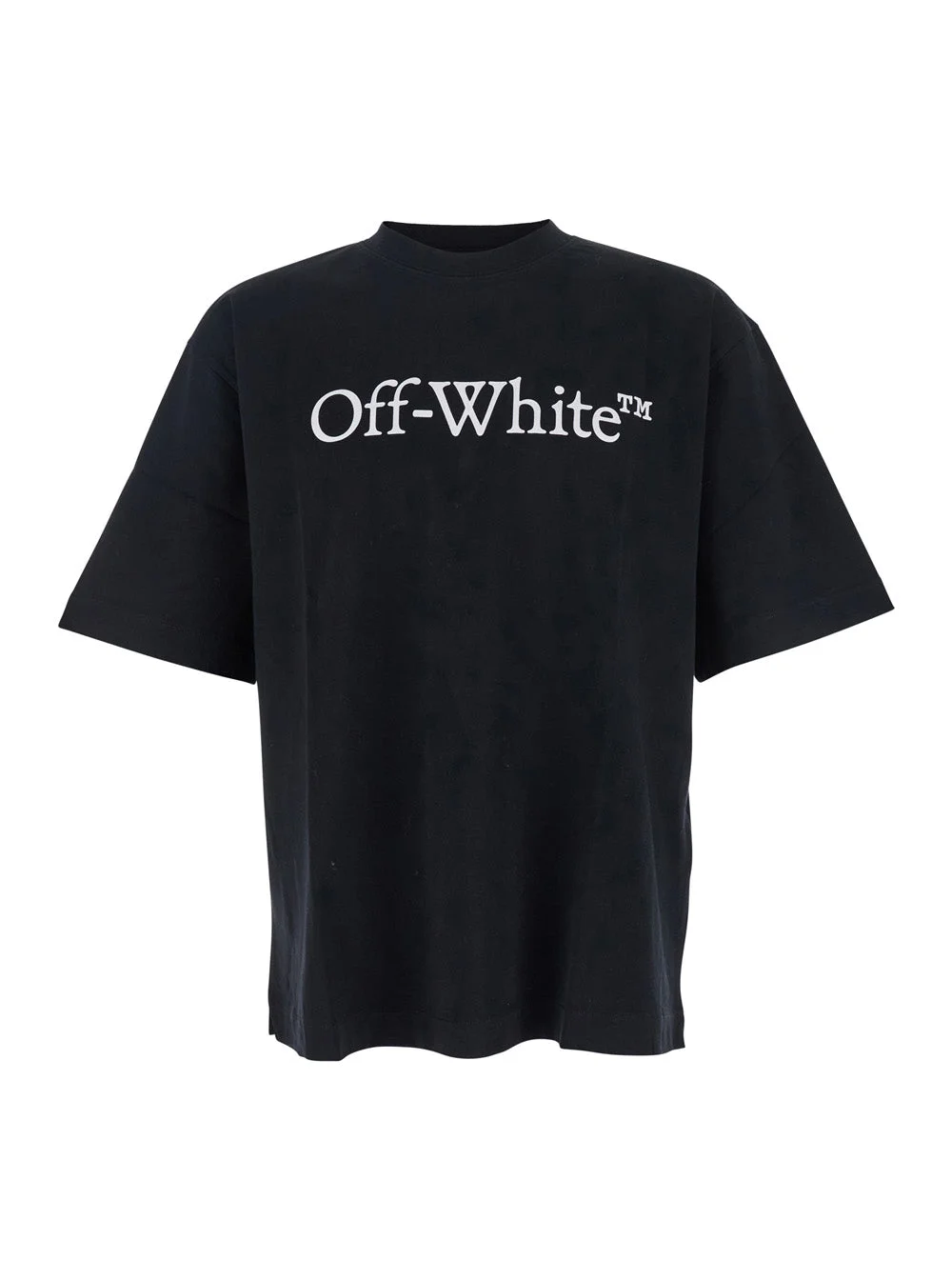 Off-White Men Black Oversized T-Shirt With Contrasting Logo Lettering Print In Cotton Man - 1