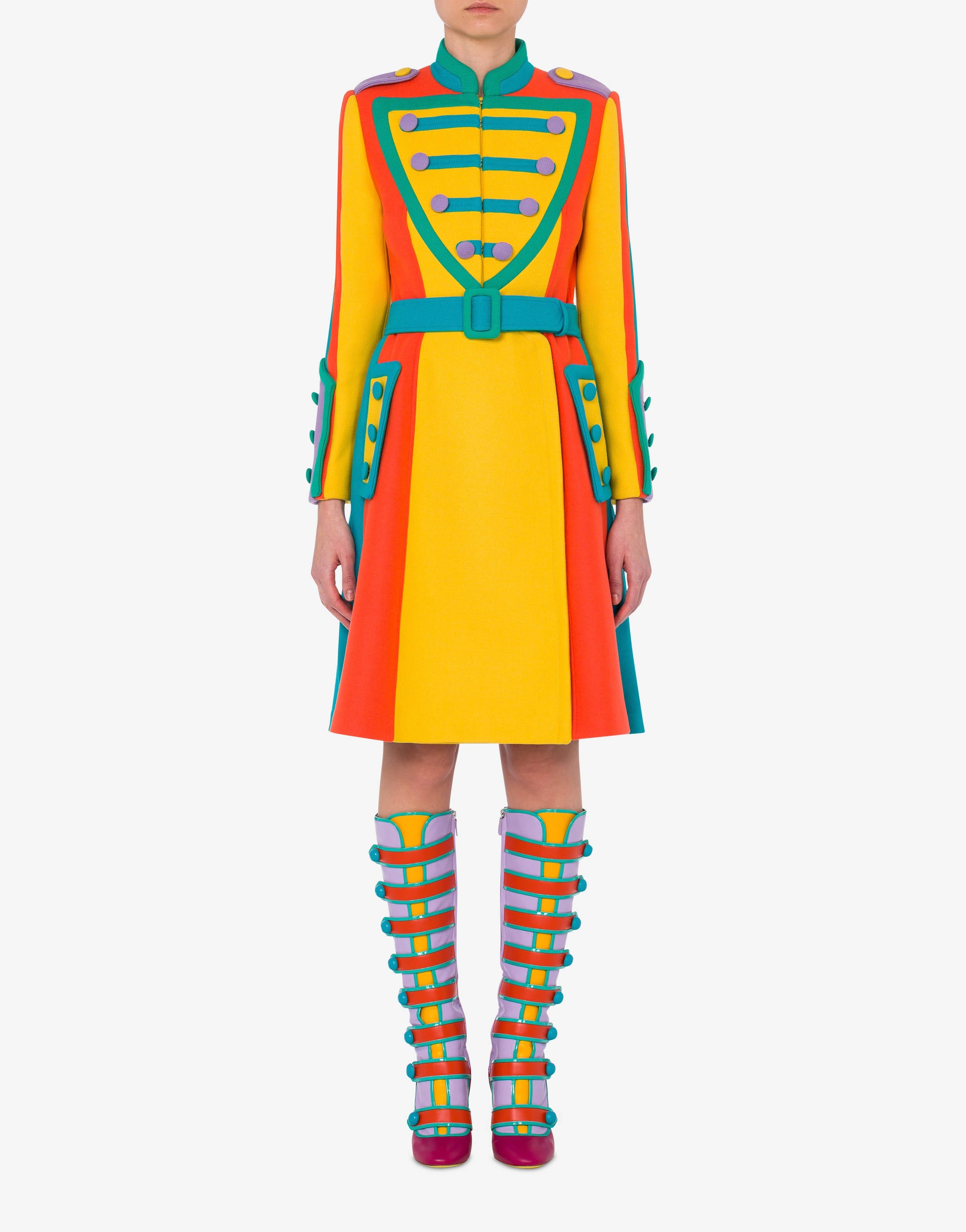 COLOUR BLOCK CLOTH COAT - 2