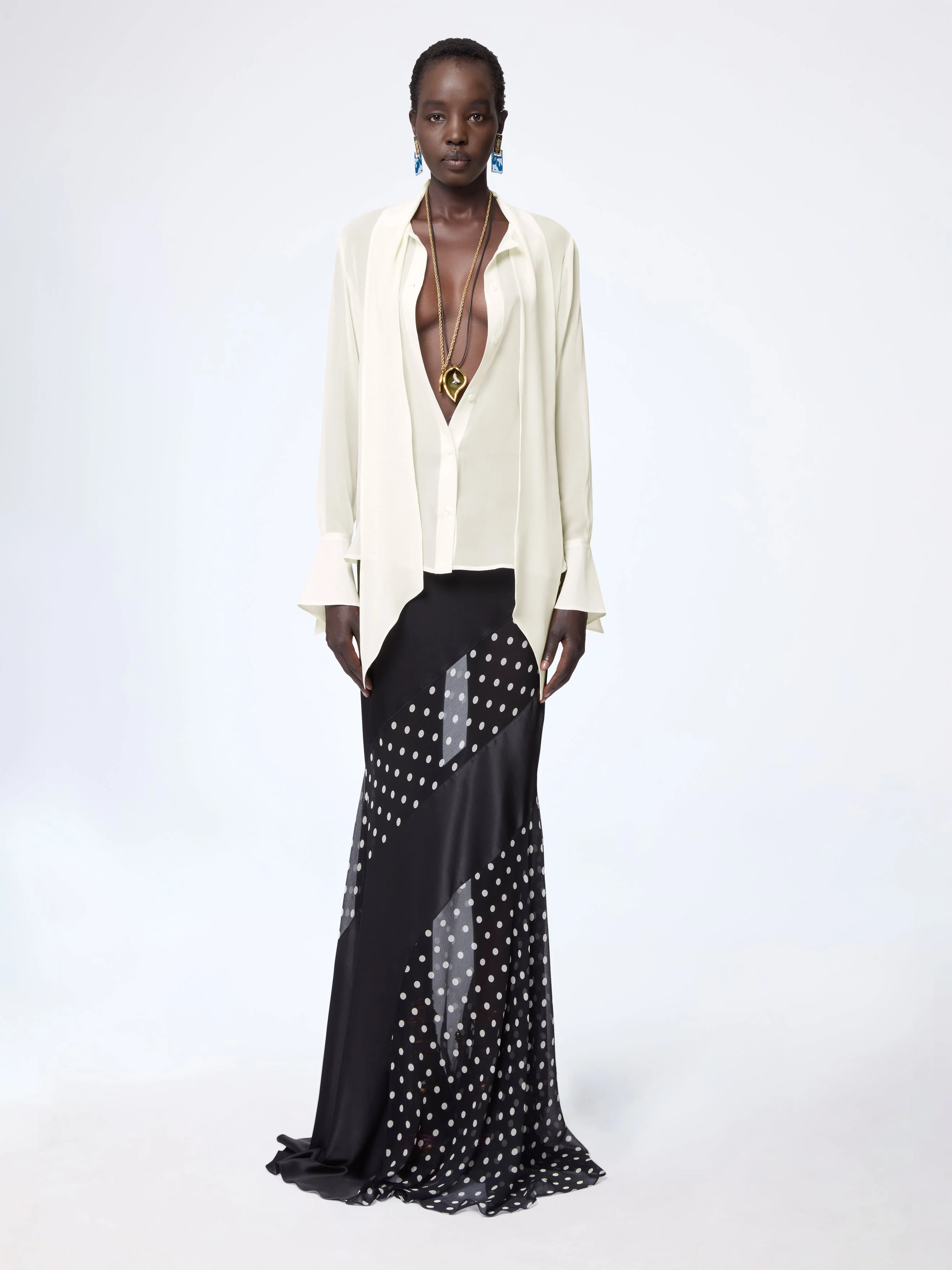 Long Polka Dot Skirt - 1