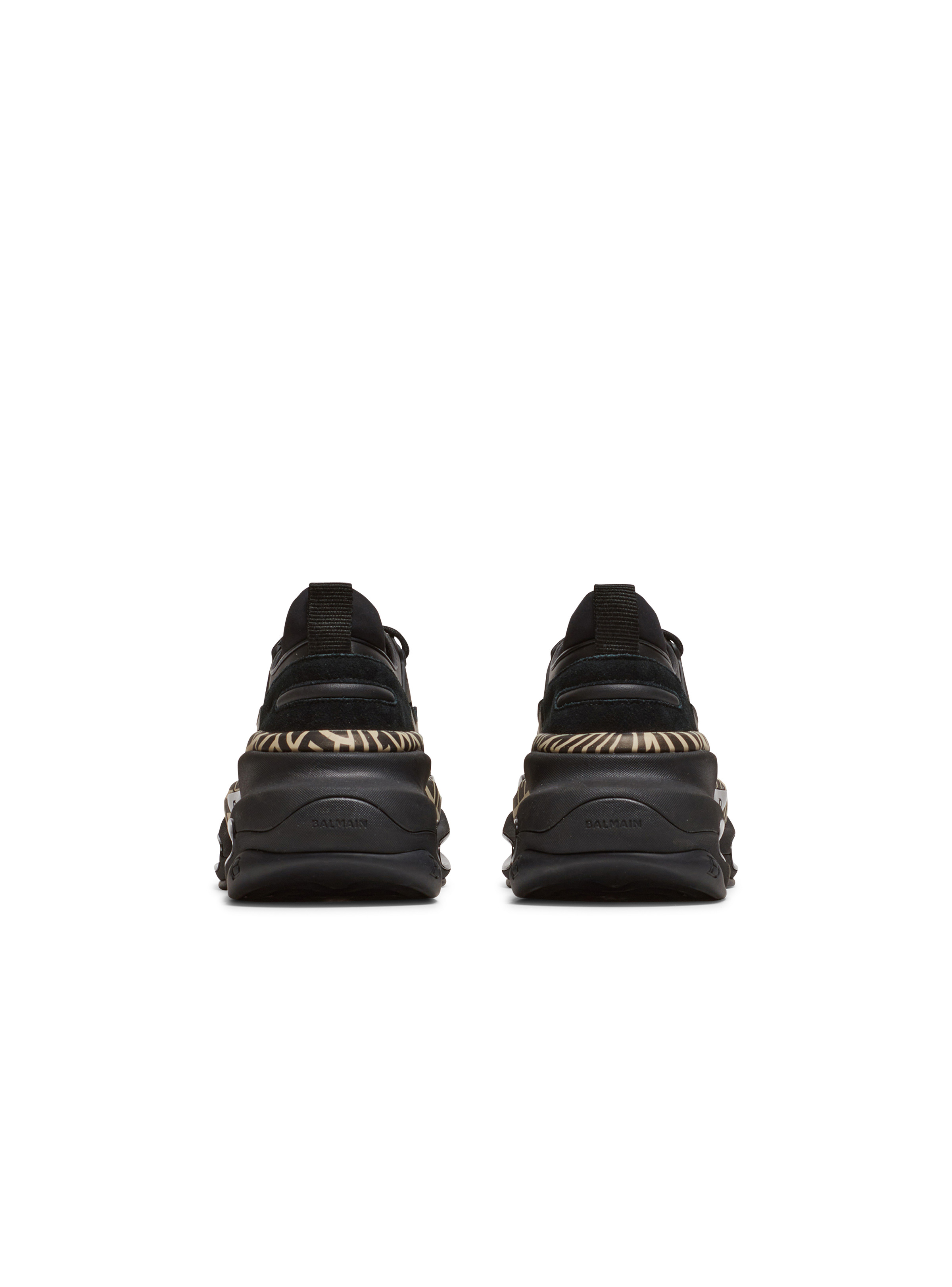 Leather and suede B-Bold low-top trainers with monogram print - 4
