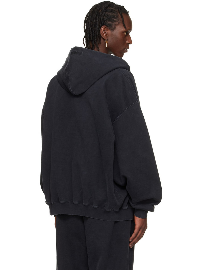 Black Embroidered Biker Cross Sleeves Zip-Up Hoodie 3