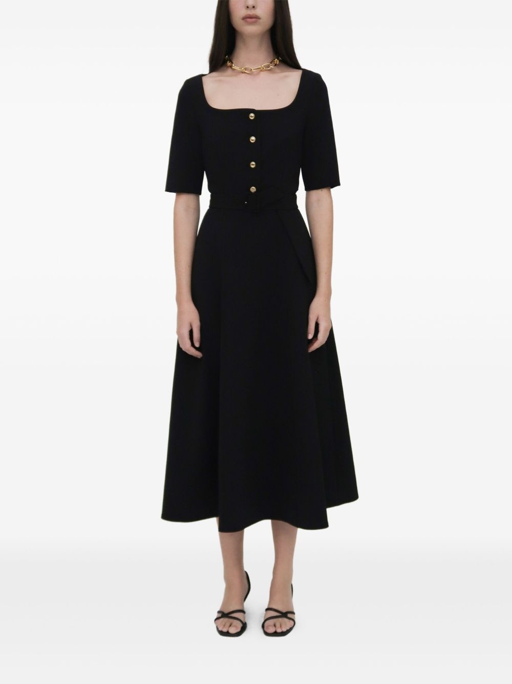 square-neck buttoned dress - 2