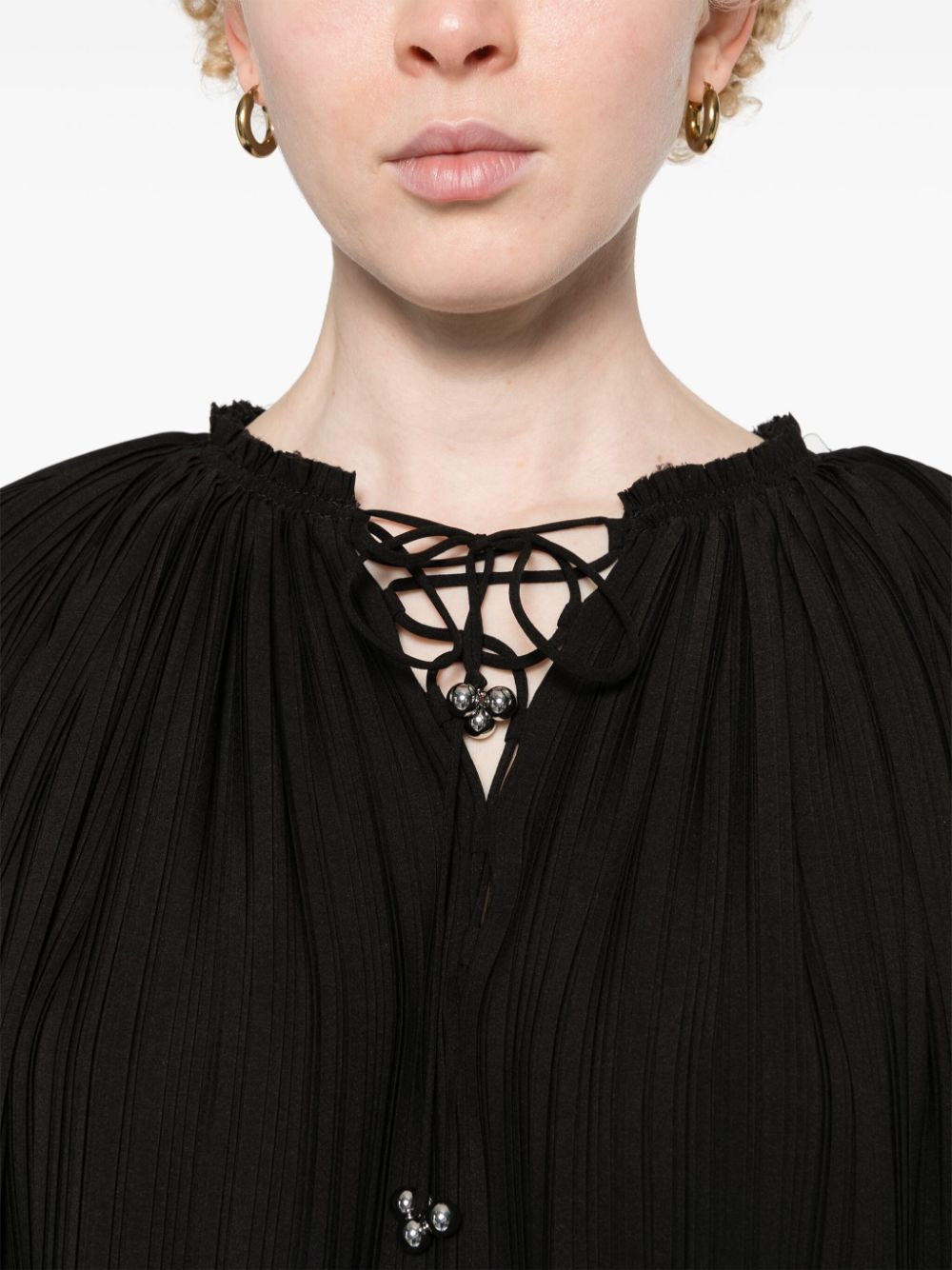 long-sleeve pleated blouse - 5