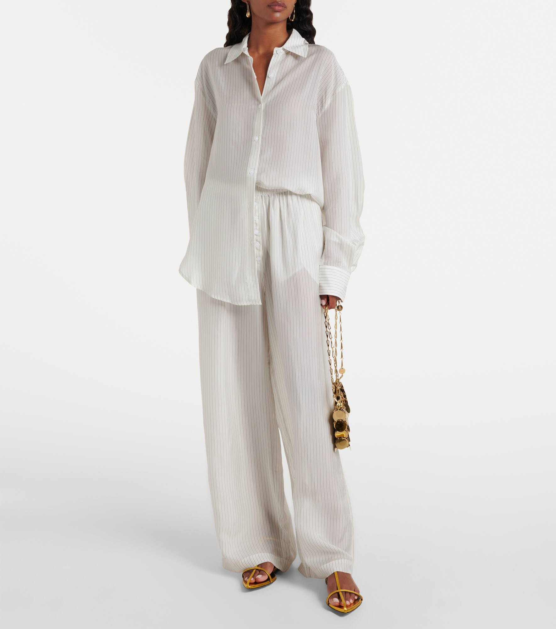 Brenna sheer striped wide-leg pants - 2