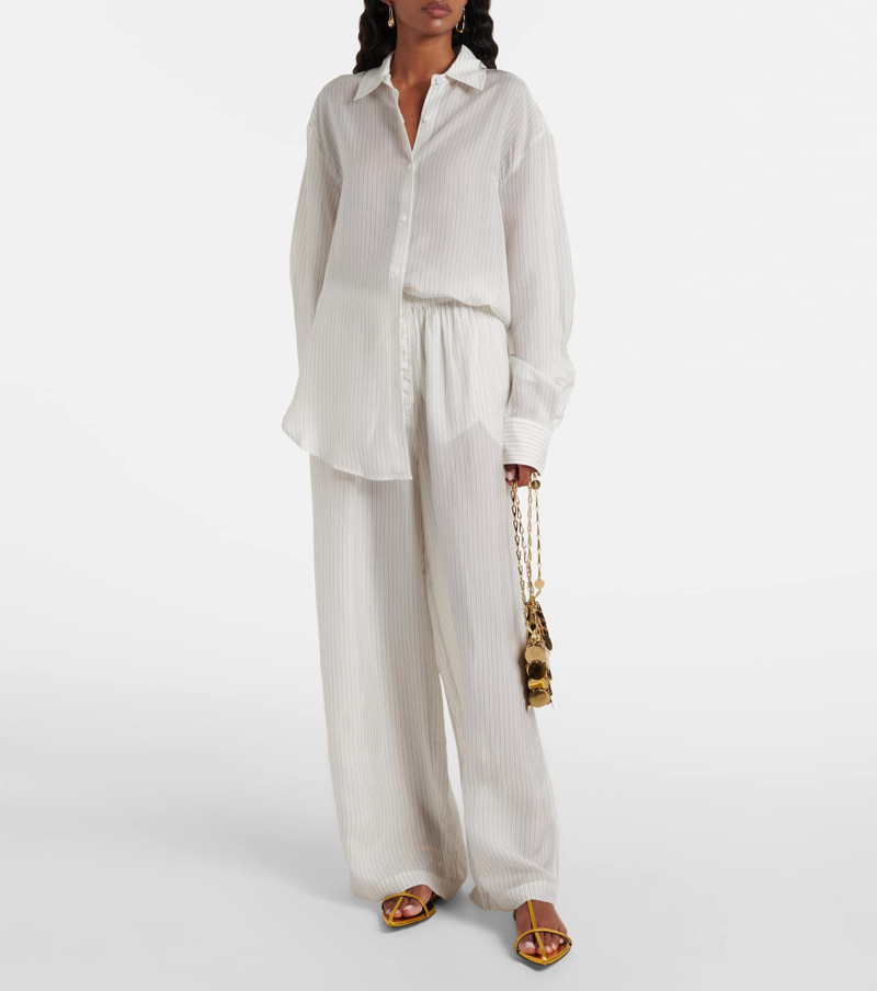 The Frankie Shop Brenna sheer striped wide-leg pants outlook