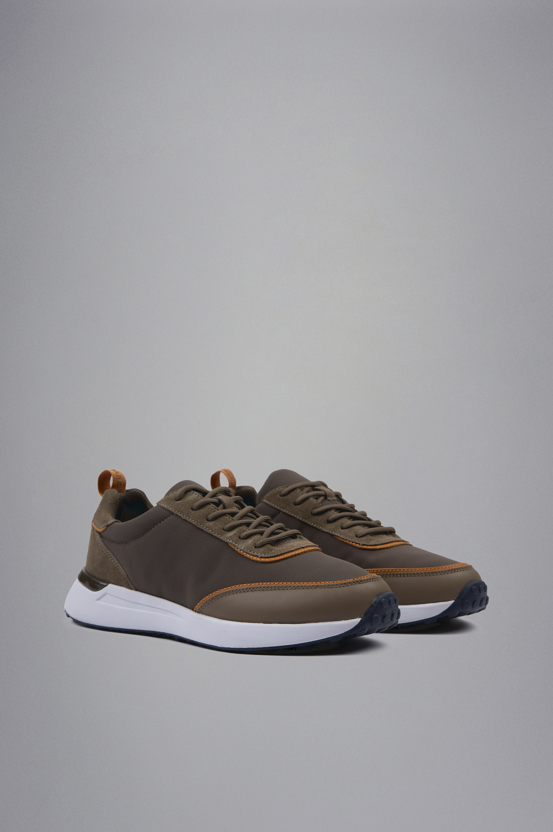 TECH FABRIC AND LEATHER HYBRID SNEAKERS - 4