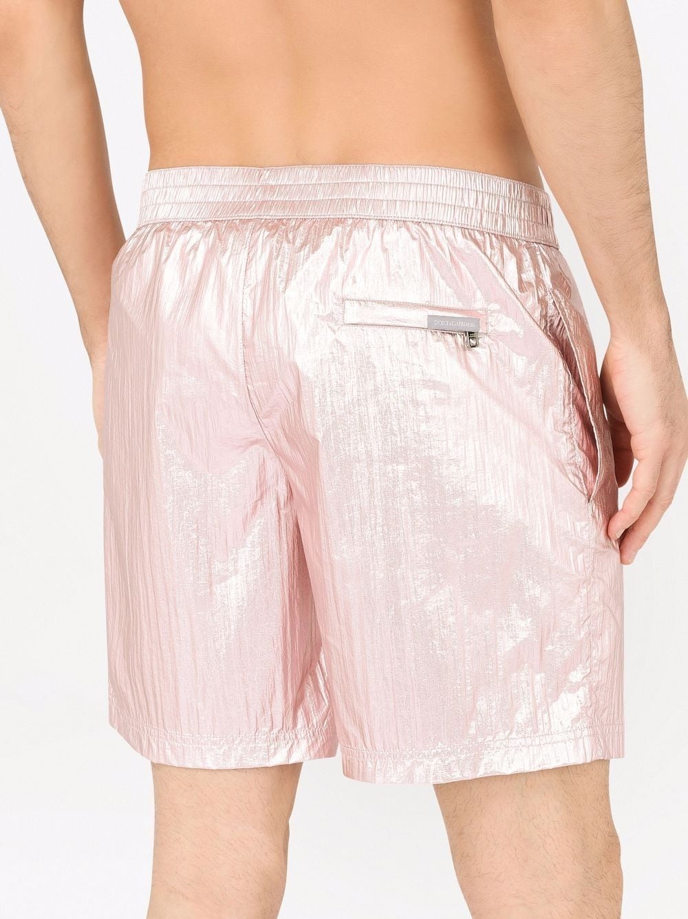 high-shine logo-patch swim shorts - 4