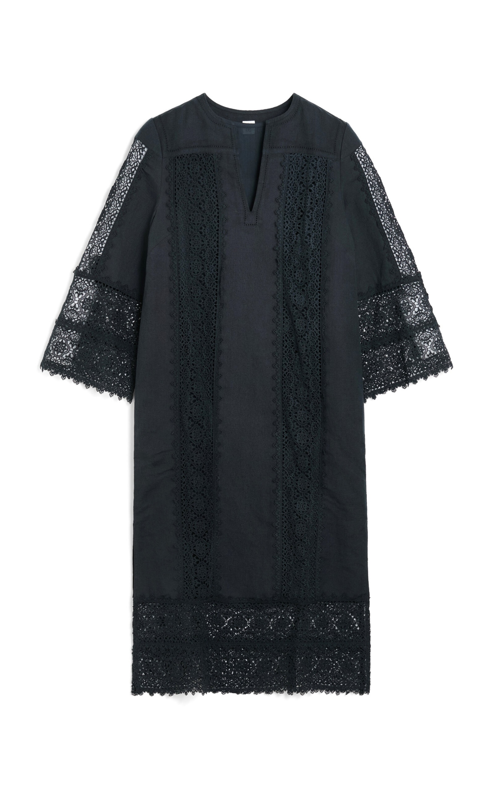 Delane Embroidered Cotton Midi Dress black - 1