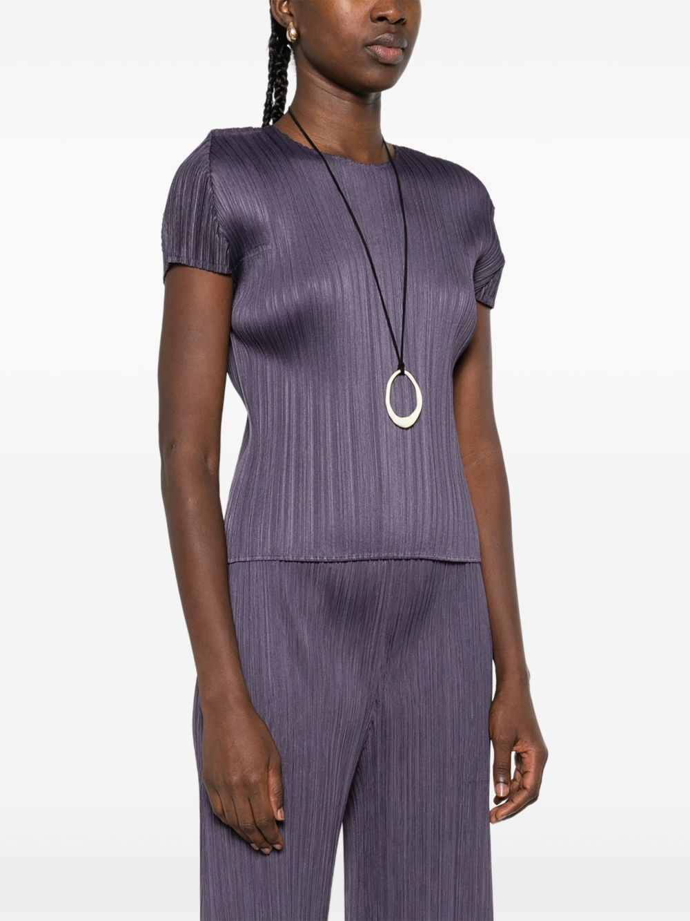 pleated short-sleeved top - 3