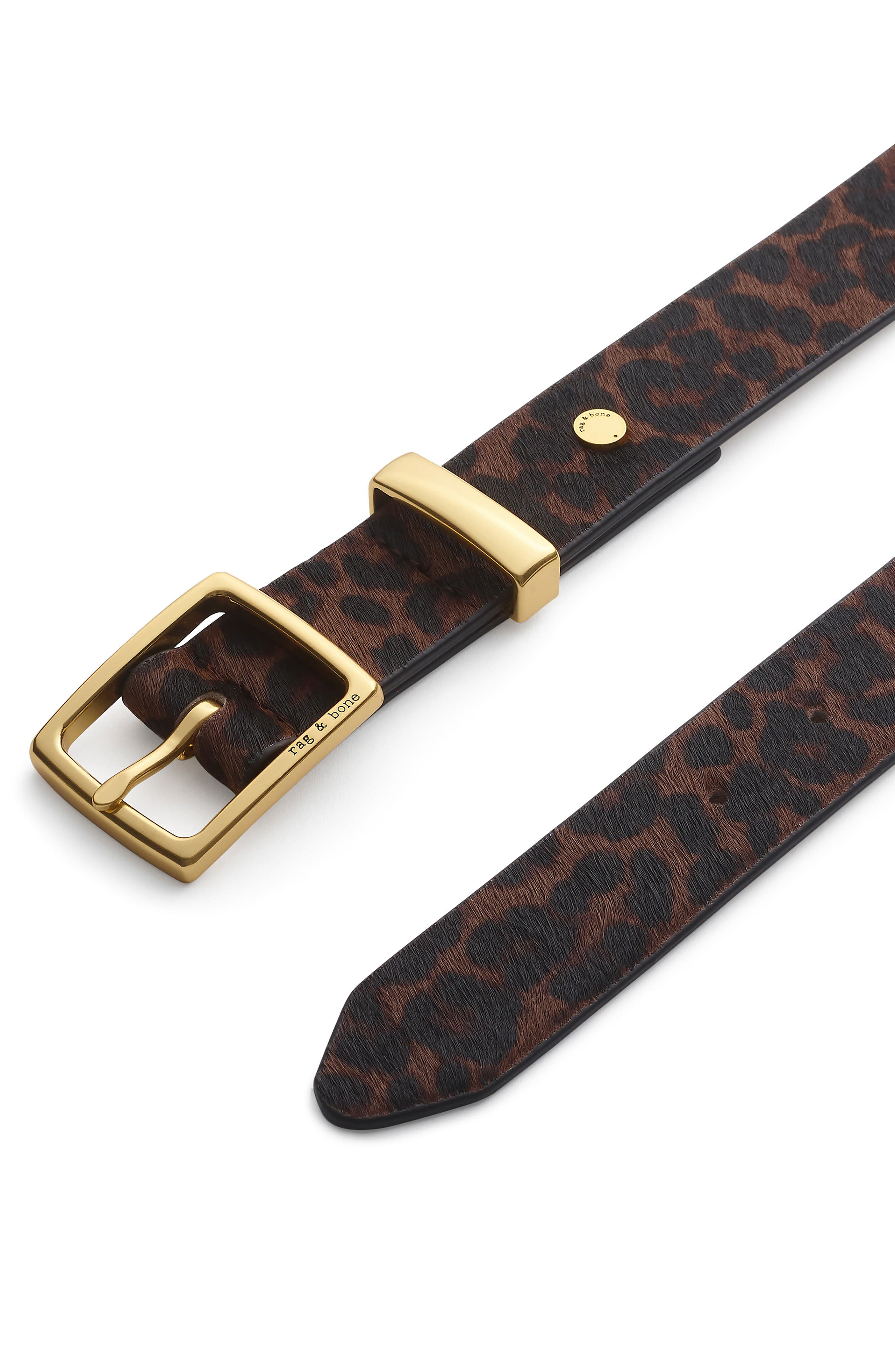 rag & bone X Boyfriend Genuine Calf Hair Belt in Leopard at Nordstrom - 2