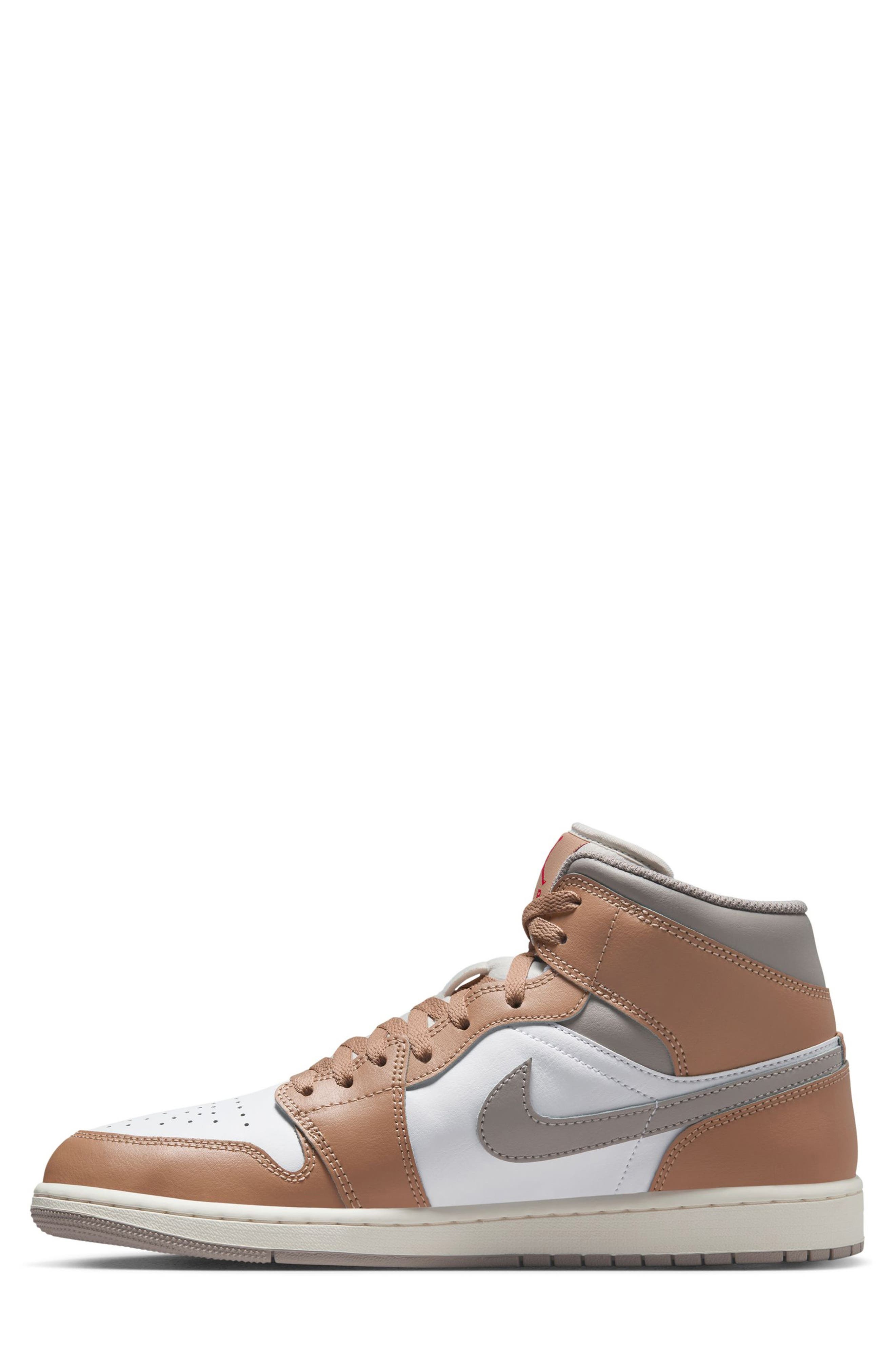 Air Jordan 1 Mid Sneaker in 200 Hemp/fire R at Nordstrom - 6