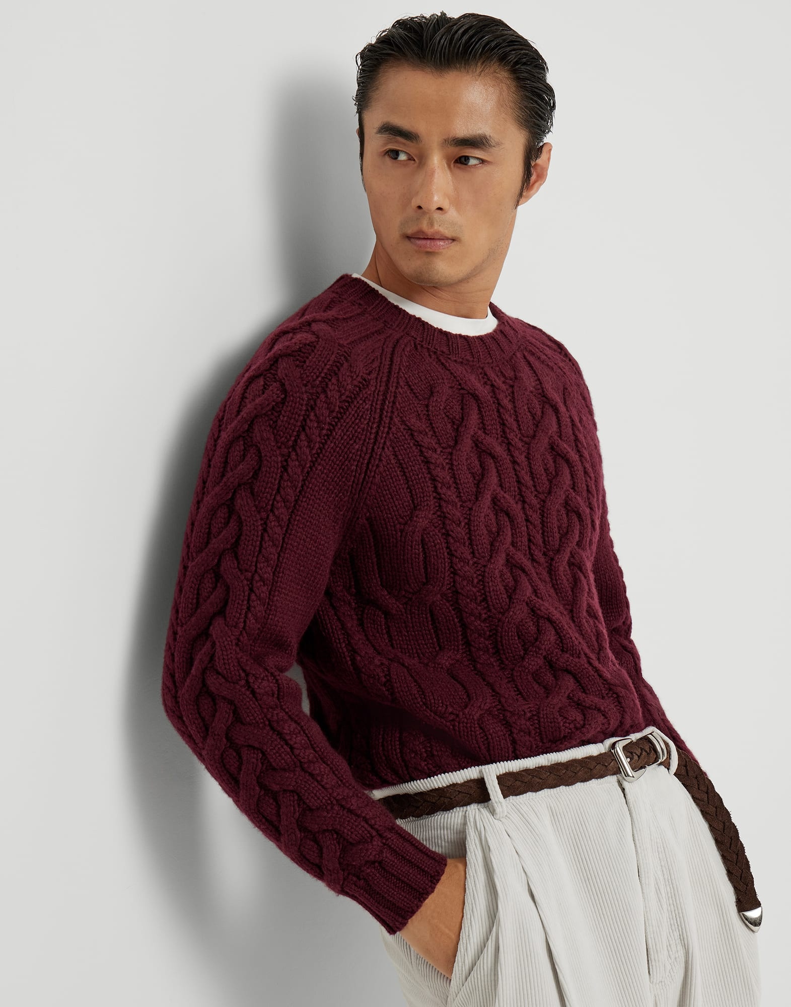 Cashmere Feather yarn cable knit sweater - 4