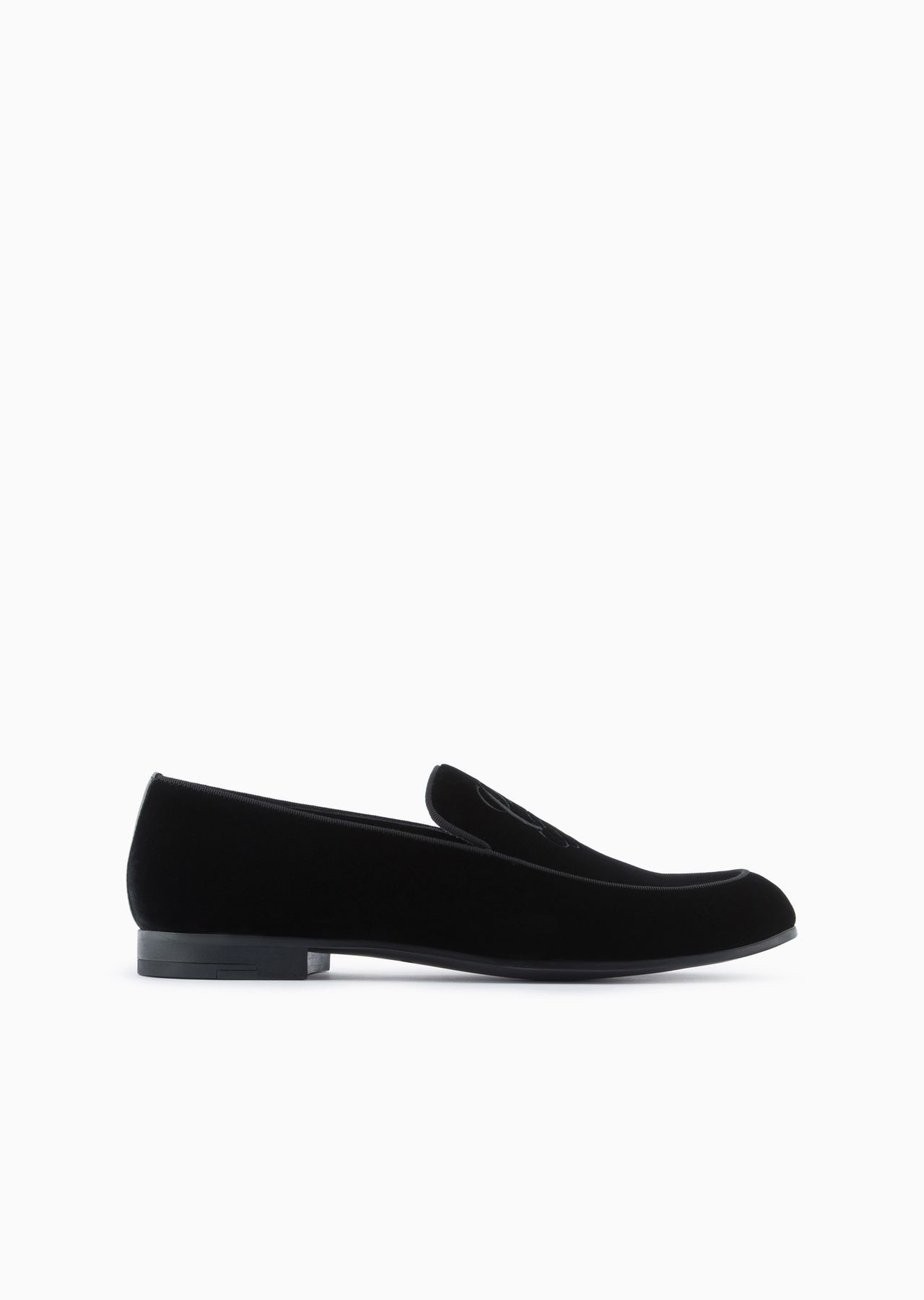 Velvet loafers with embroidered logo - 1