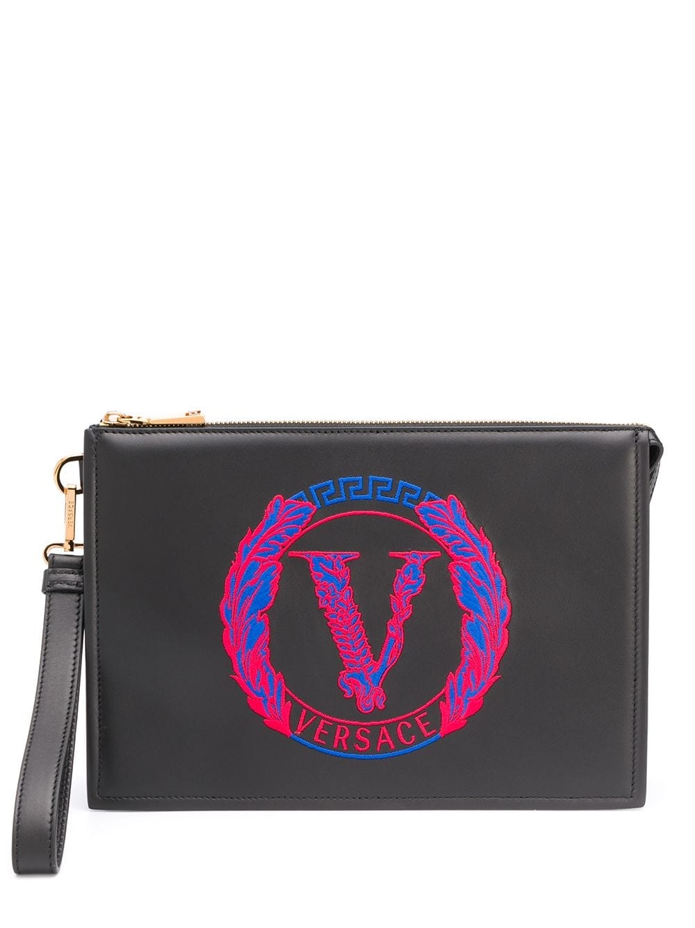 logo-embroidered clutch - 1