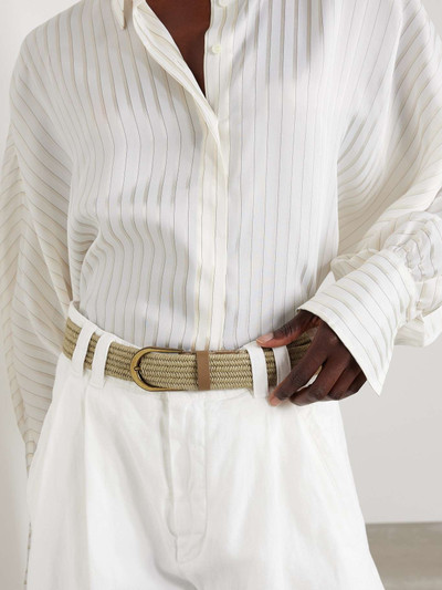 Brunello Cucinelli Leather-trimmed woven linen-blend belt outlook