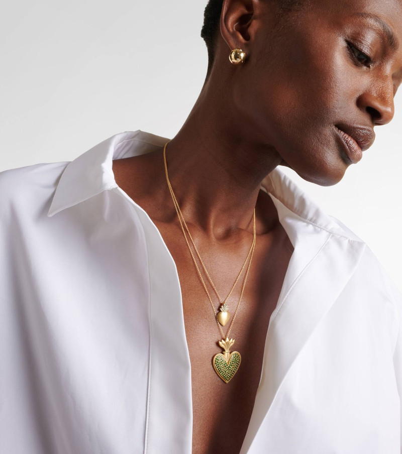ILEANA MAKRI Blowing Heart 18kt gold pendant necklace with Tsavorites outlook