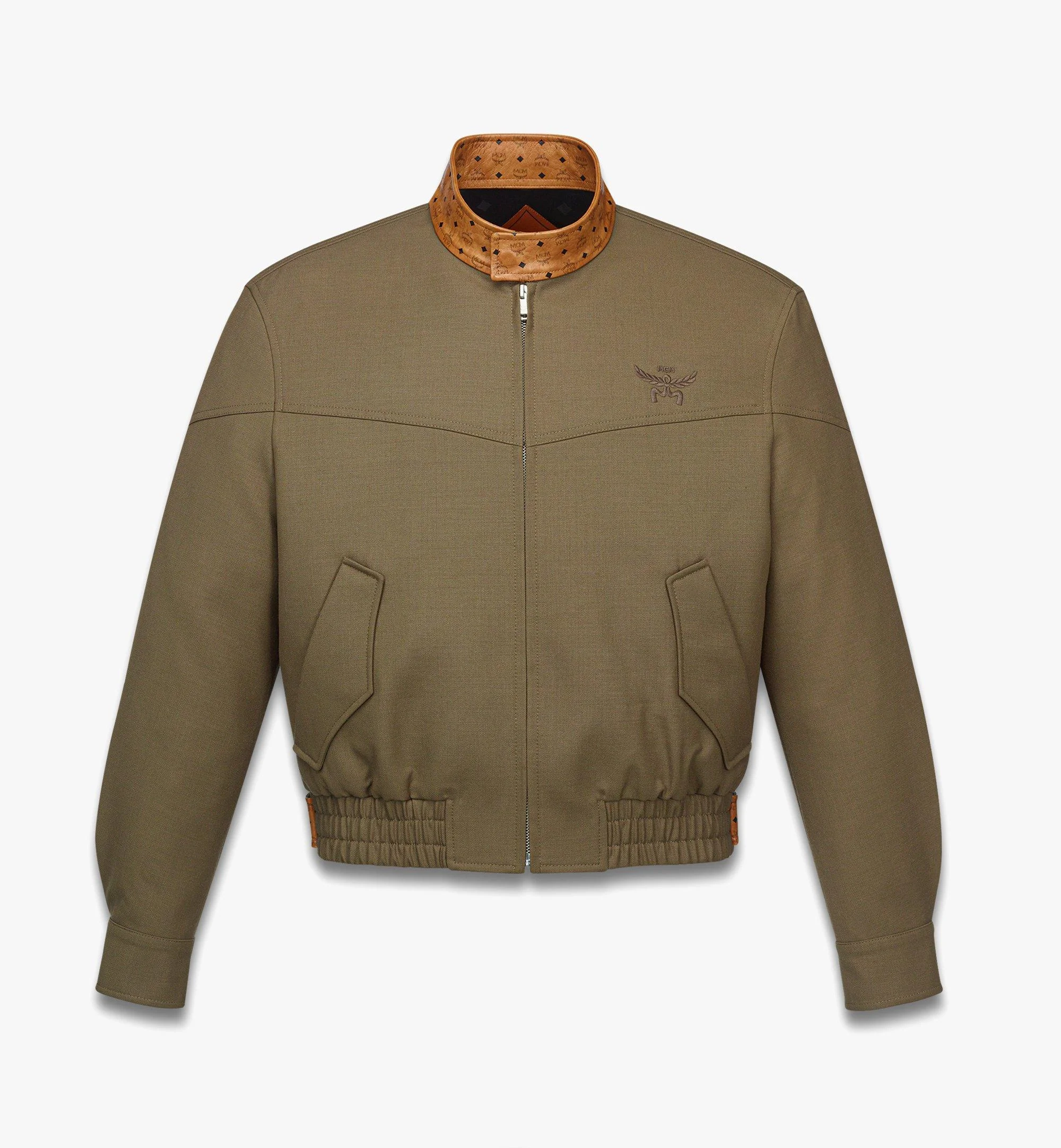 Jacket in Wool Twill and Monogram Print Leather - 1