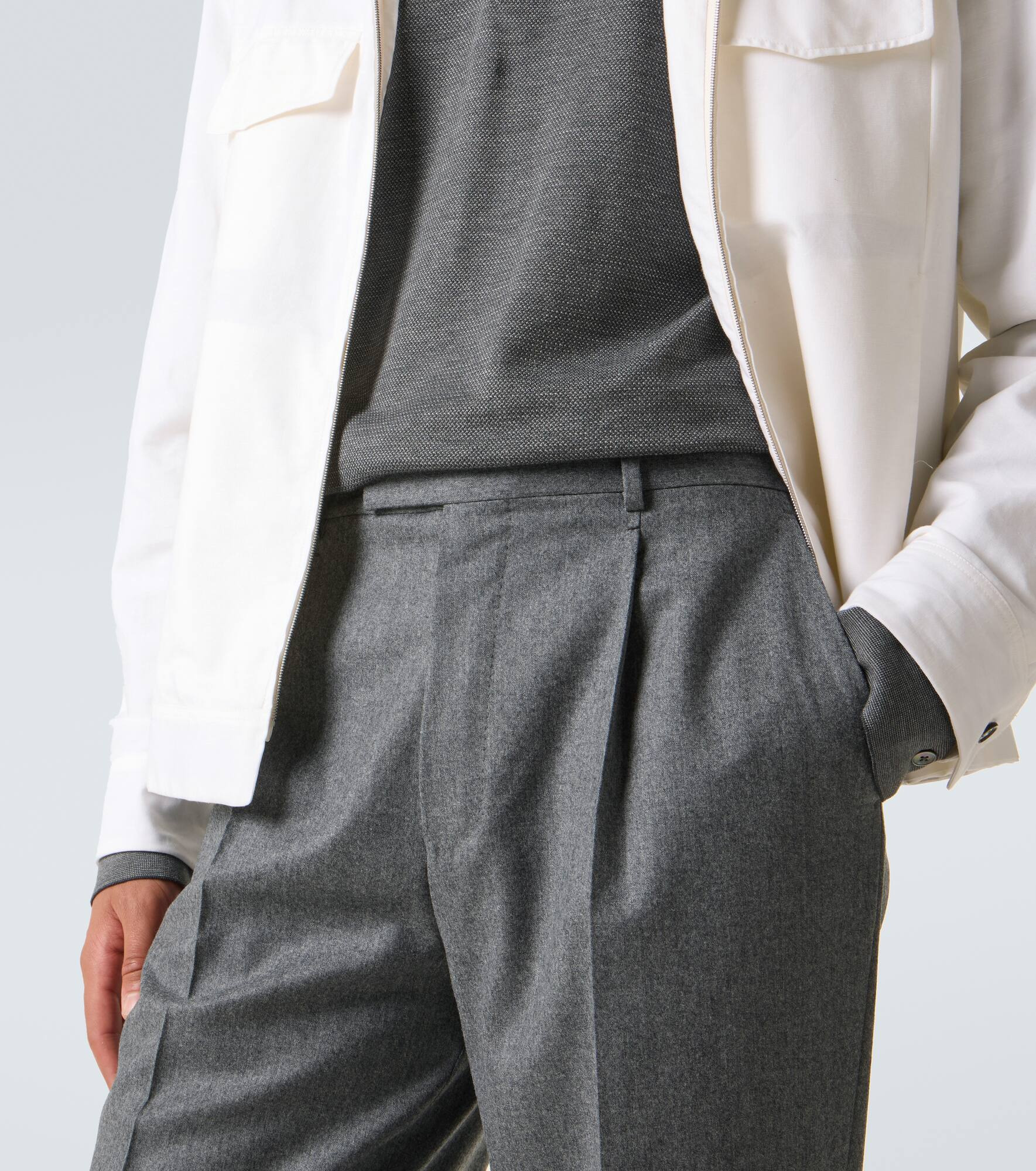 Wool flannel straight pants - 5