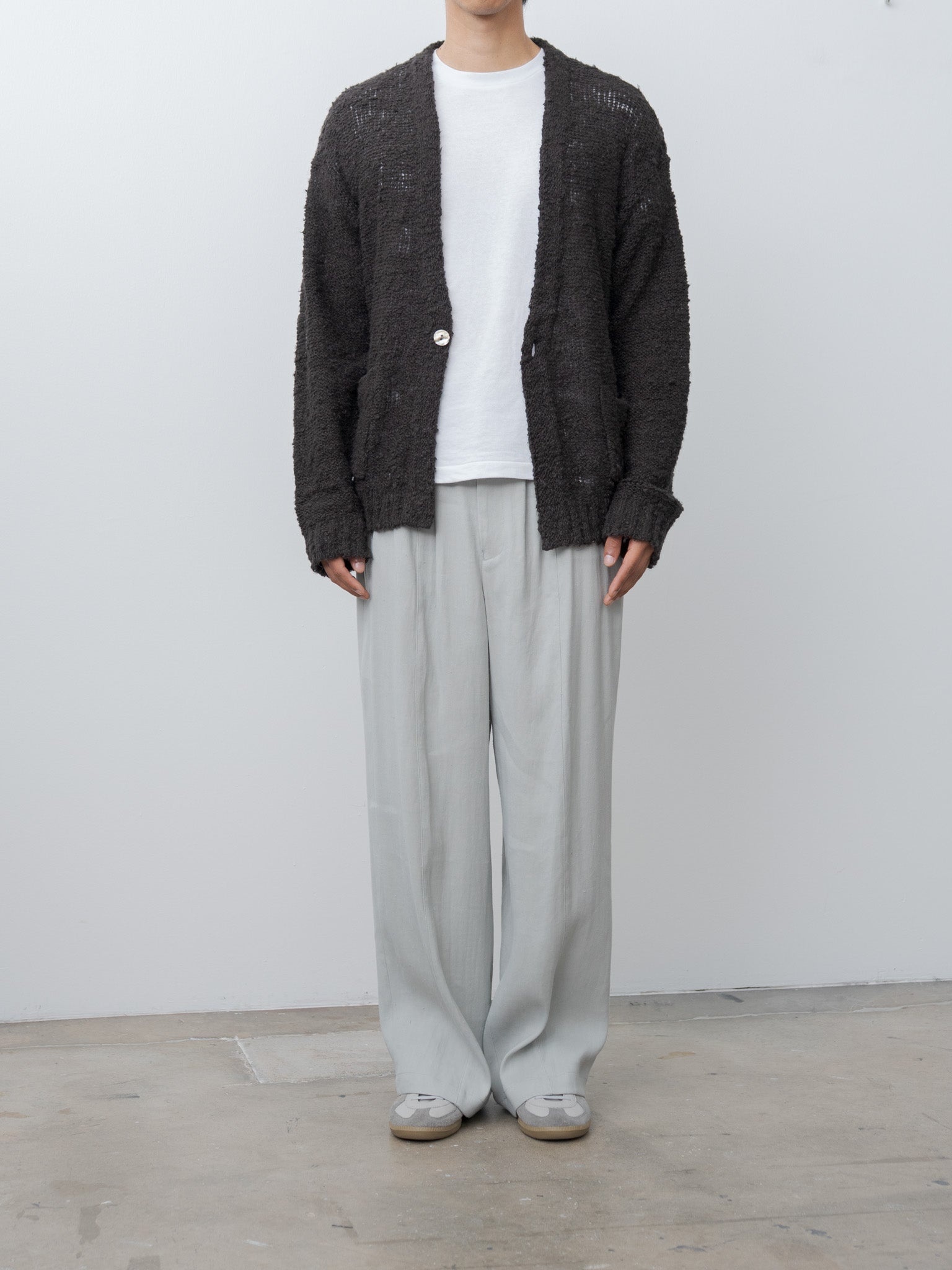 Linen Slub Cardigan - Brown - 2