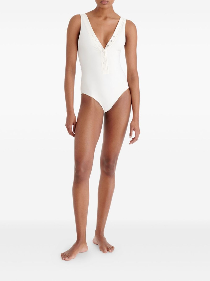 ERES Icône ribbed snap-detail swimsuit outlook