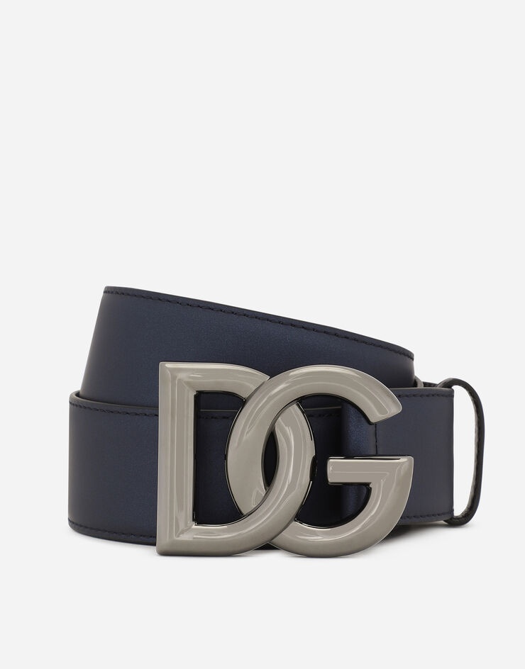 Calfskin belt with crossover DG buckle logo - 1