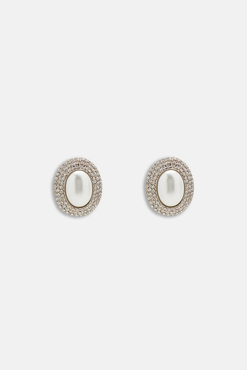 OVAL CRYSTAL EARRINGS WITH PEARL 1