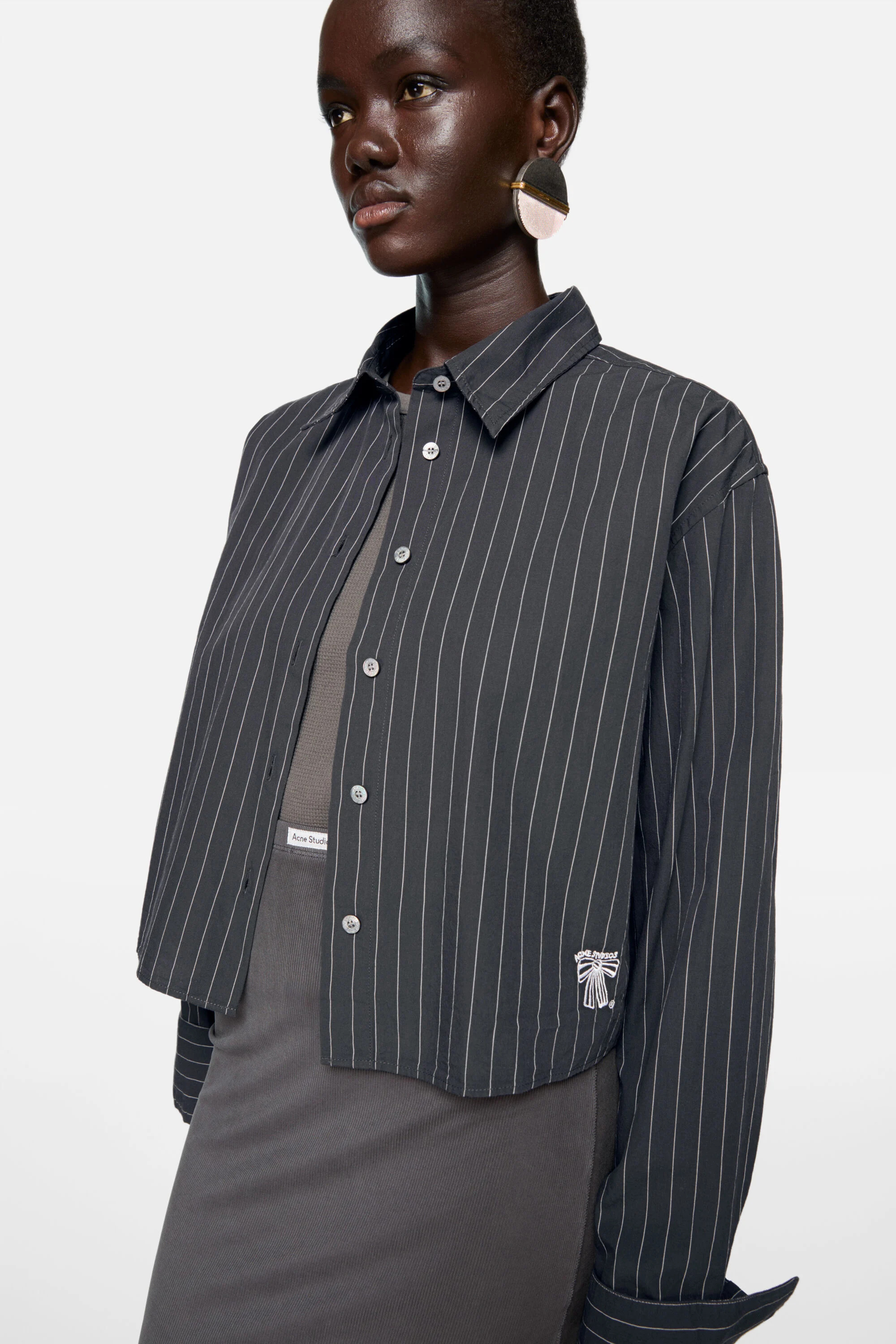 Shirt jacquard pinstripe - Black/white - 4