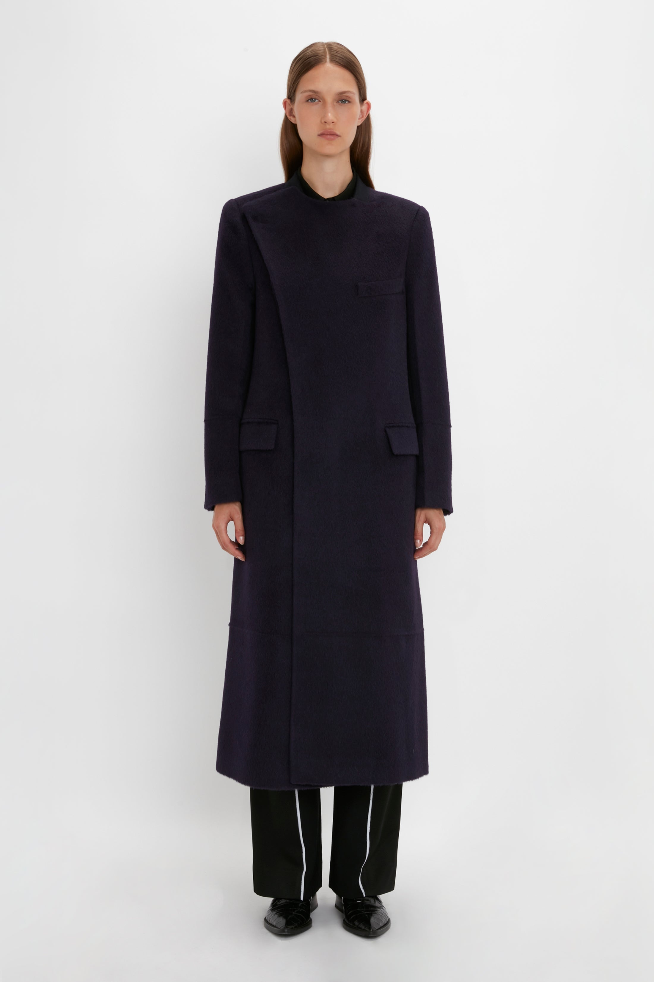 Wrap Front Coat In Blackberry - 3