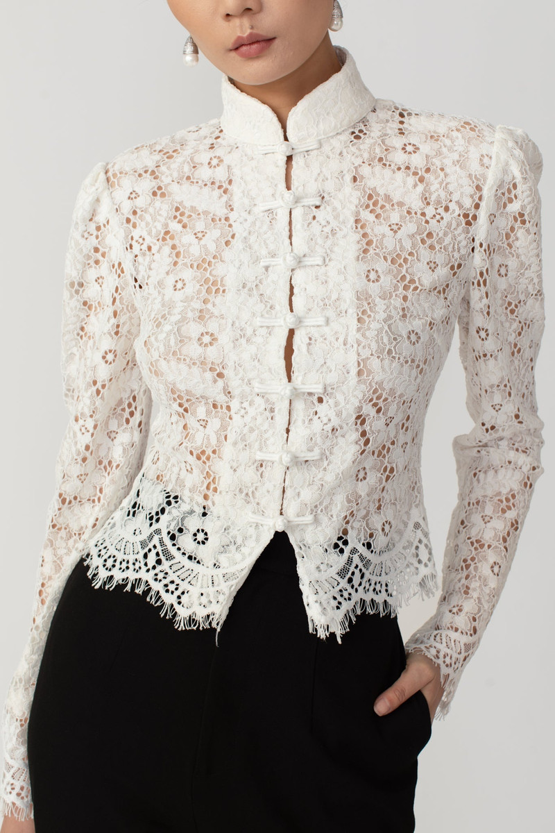SAU LEE ROBERTA LACE TOP outlook