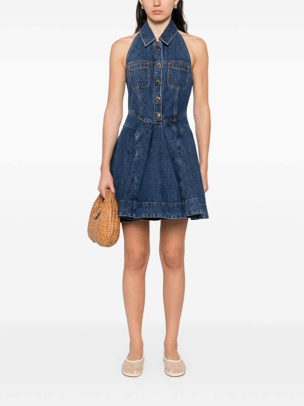 denim sleeveless mini dress - 2