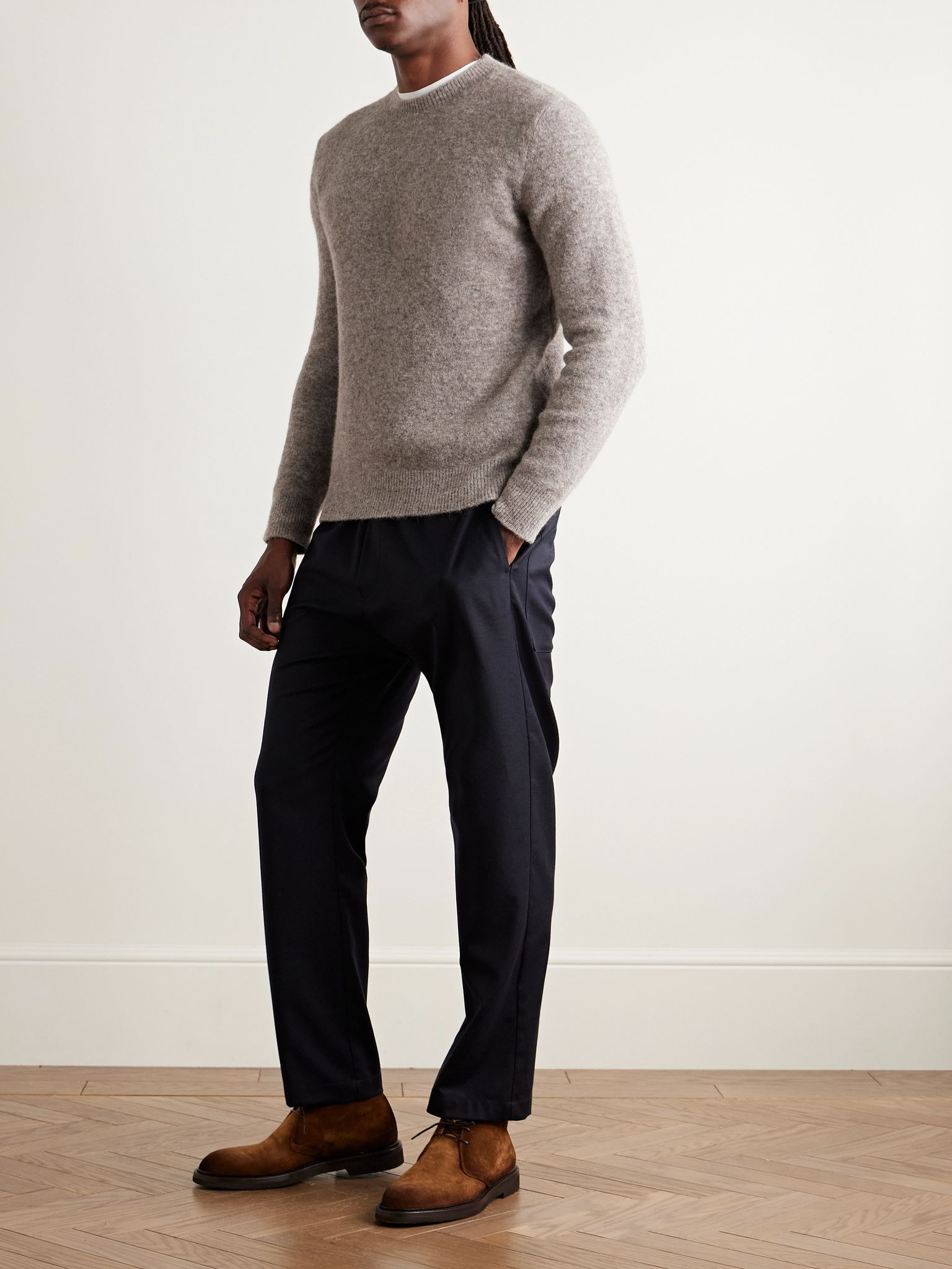 Brushed Alpaca-Blend Sweater Taupe - 2