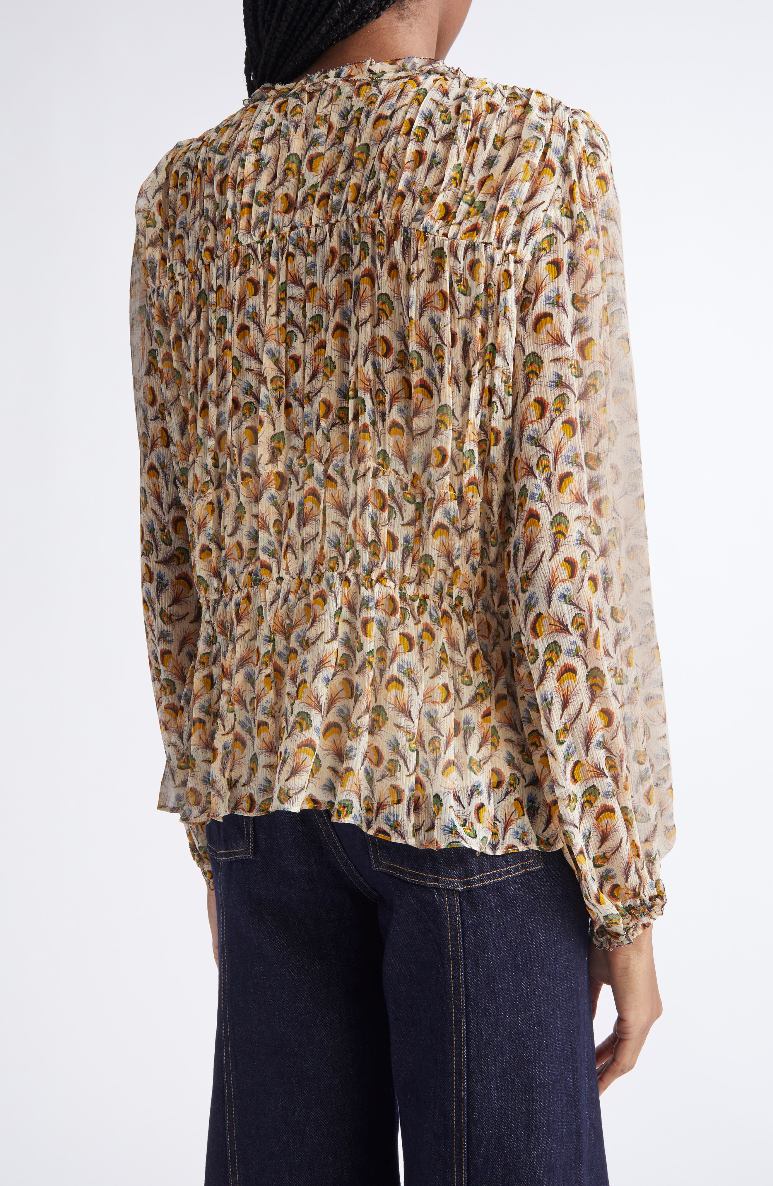 Ulla Johnson Robbie Print Silk Top in Swan at Nordstrom - 2