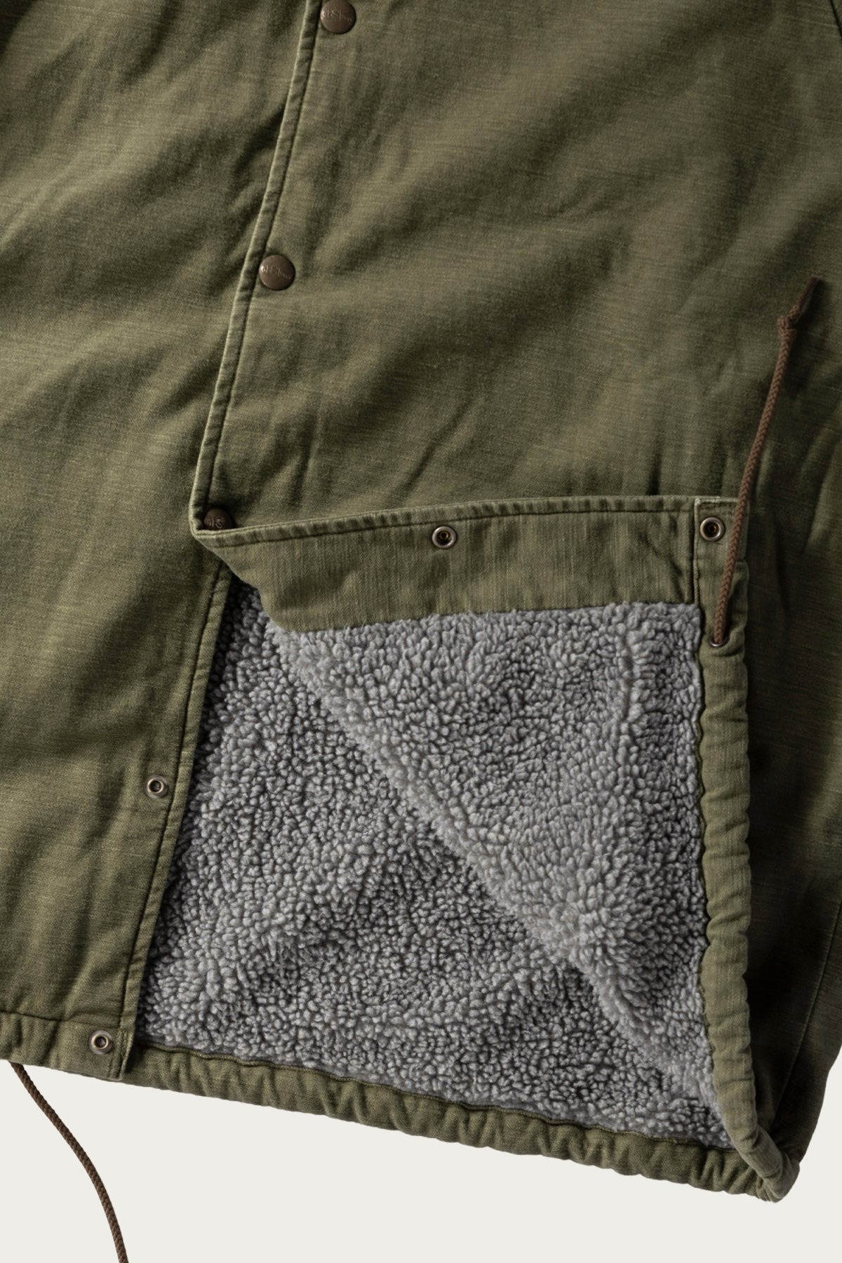 Vintage Washed Coach Jacket w/ Fleece Lining - Dark Olive - 3