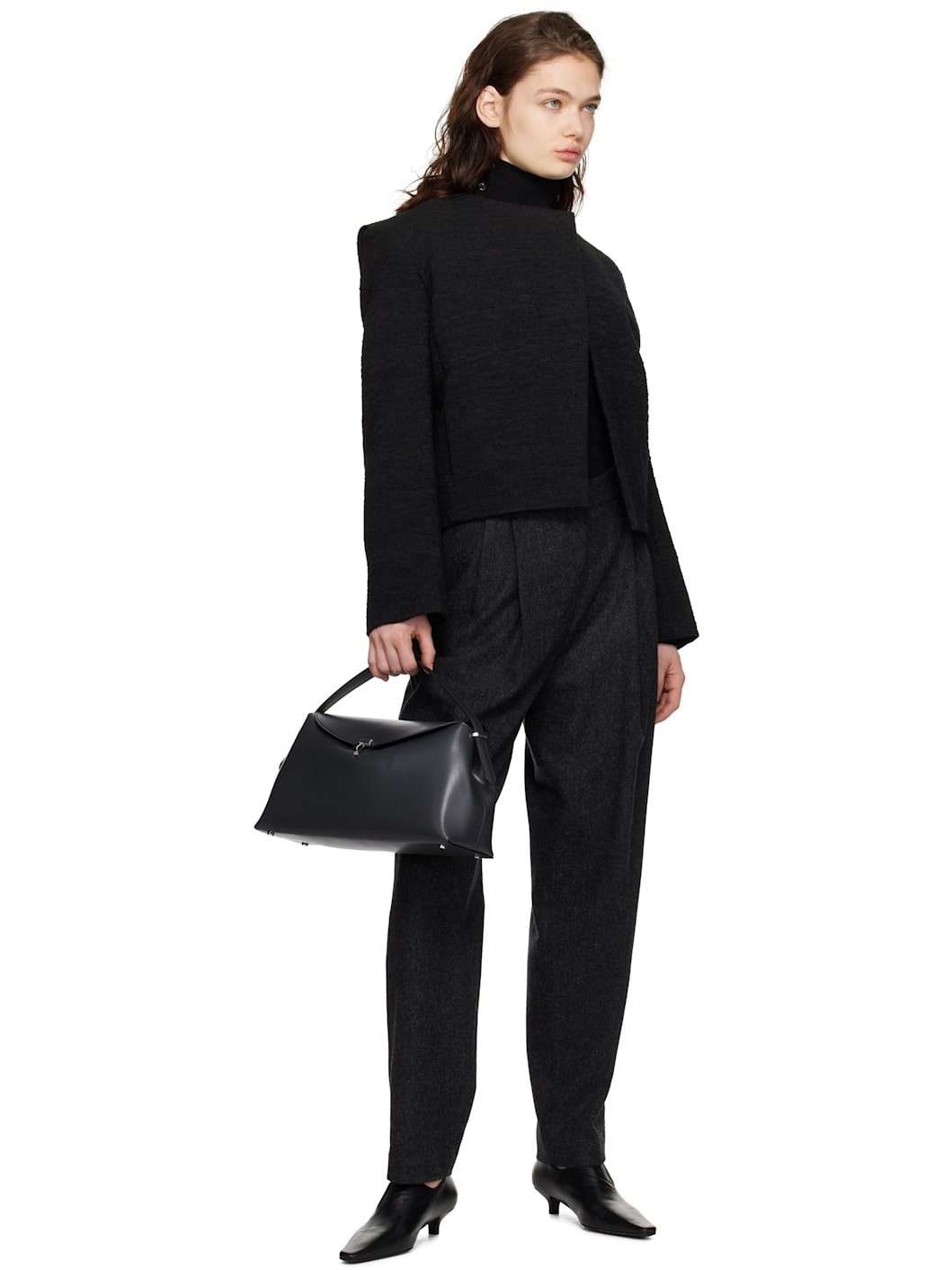 Gray Double-Pleated Tailored Trousers - 4