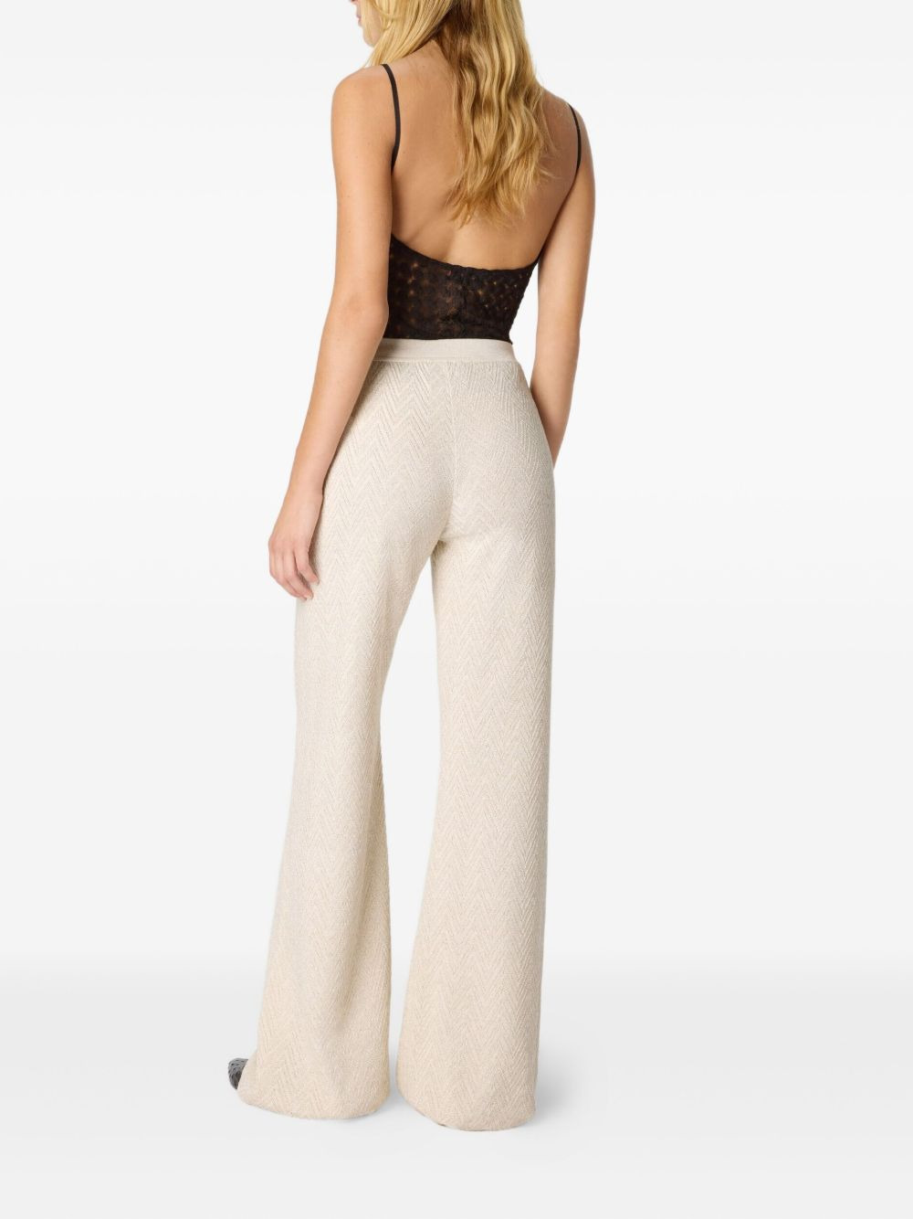 zigzag pattern flared trousers - 3