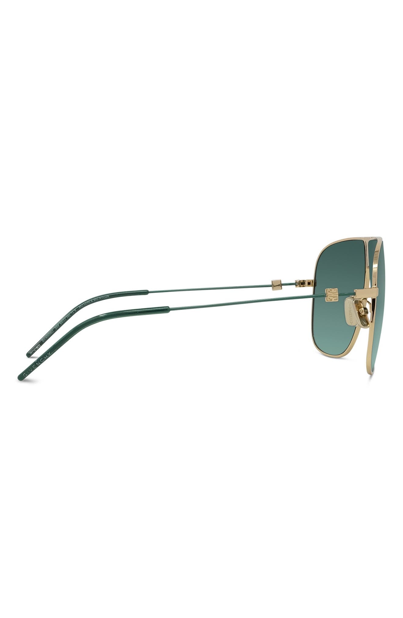 Givenchy GV Speed 64mm Oversize Gradient Pilot Sunglasses in Shiny Endura Gold /Green at Nordstrom - 3