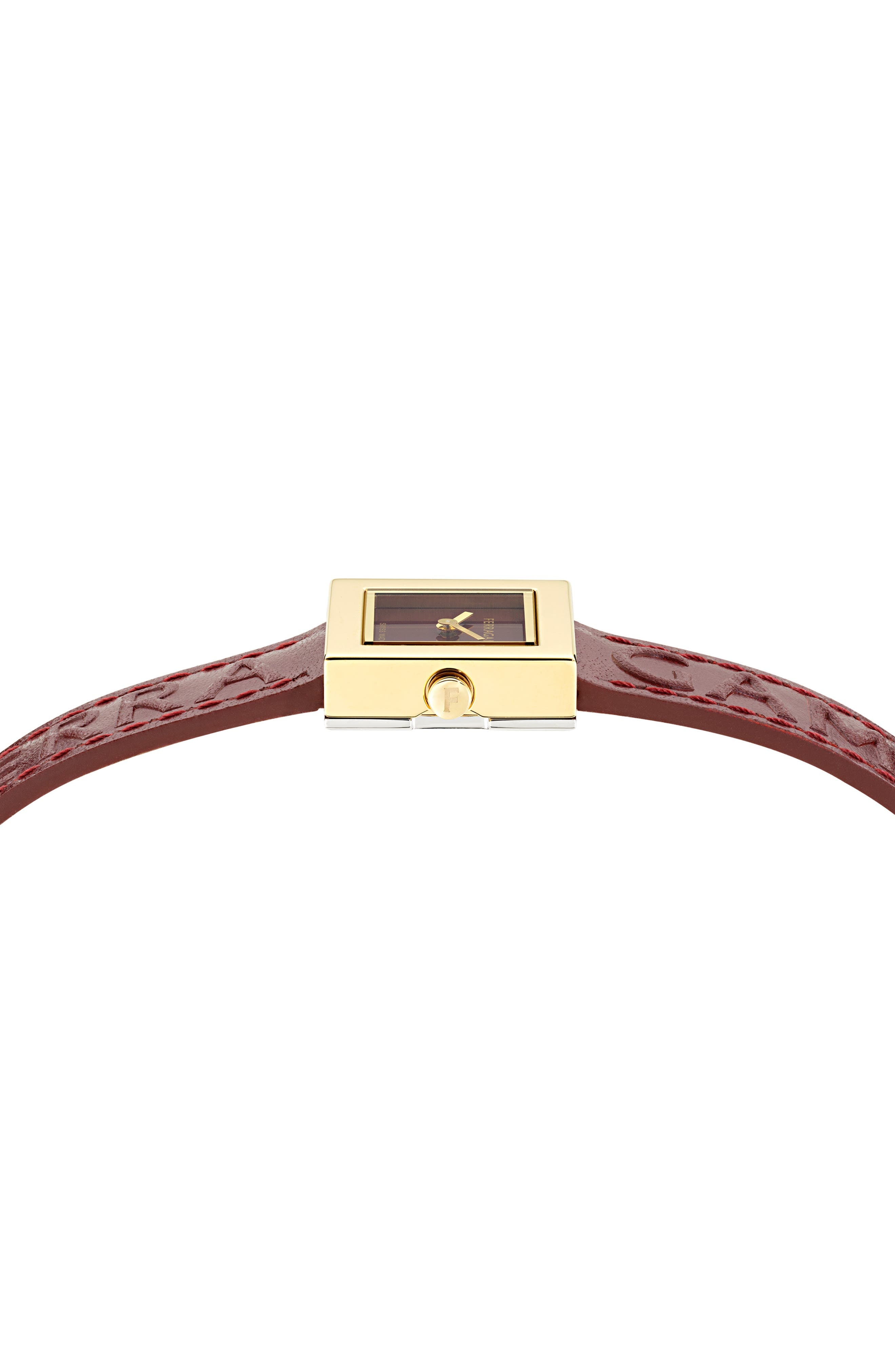 FERRAGAMO Portrait Leather Strap Watch, 20mm in Ip Yellow Gold at Nordstrom - 3
