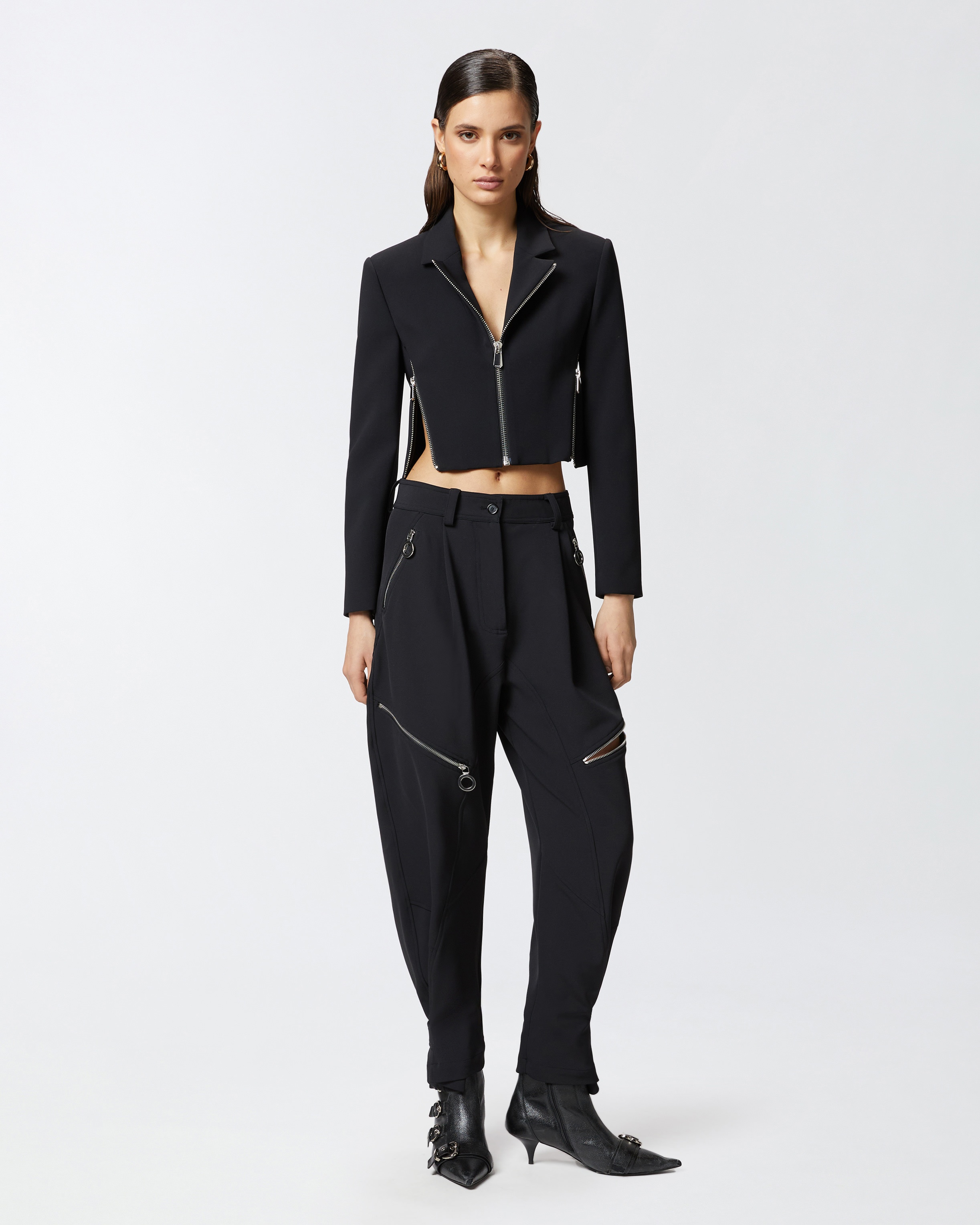 P-PANTS TROUSERS WITH ZIP IN TECHNICAL CREPE - 6