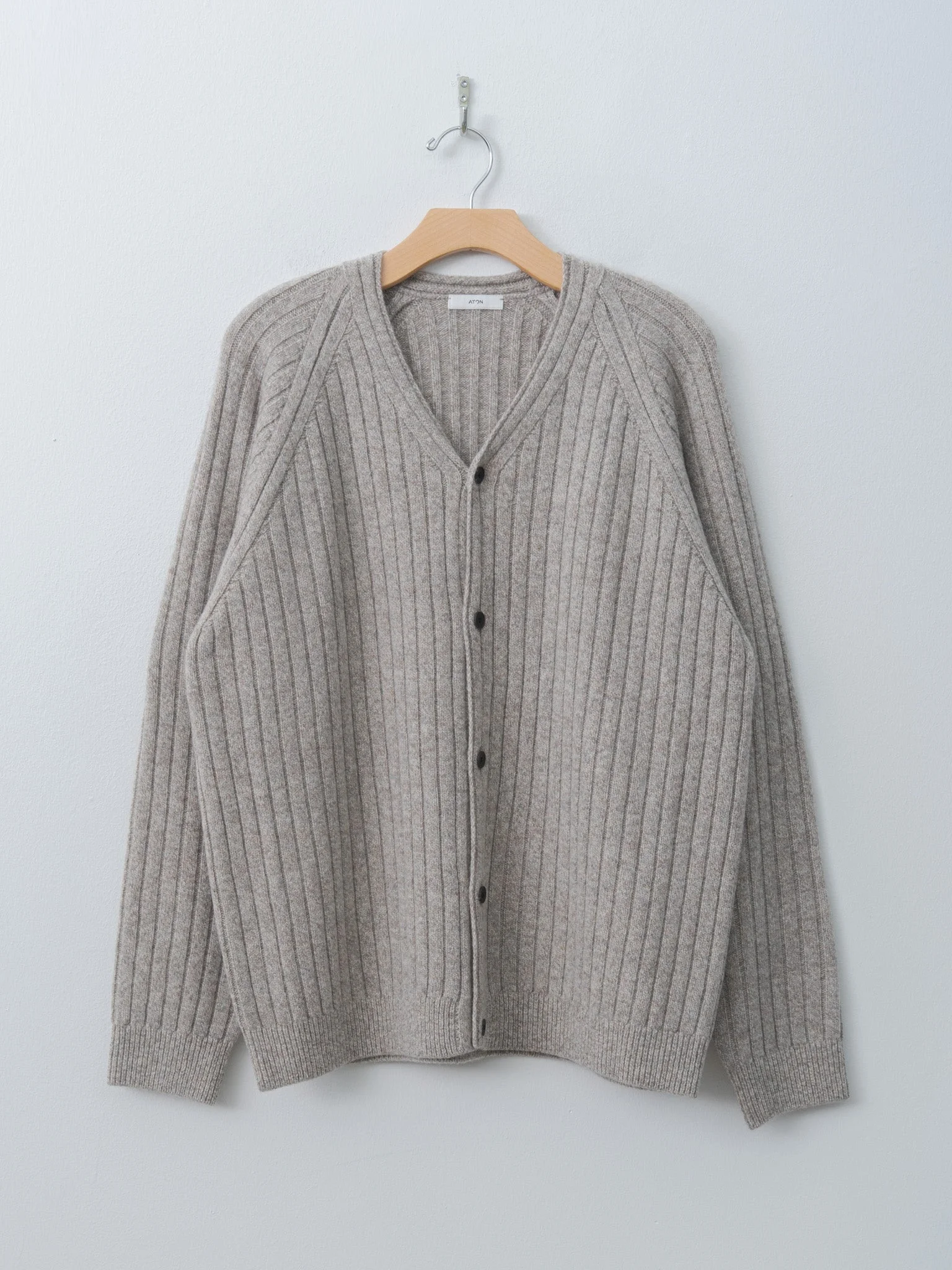 Lambswool V-Neck Cardigan - Beige, Brown - 1