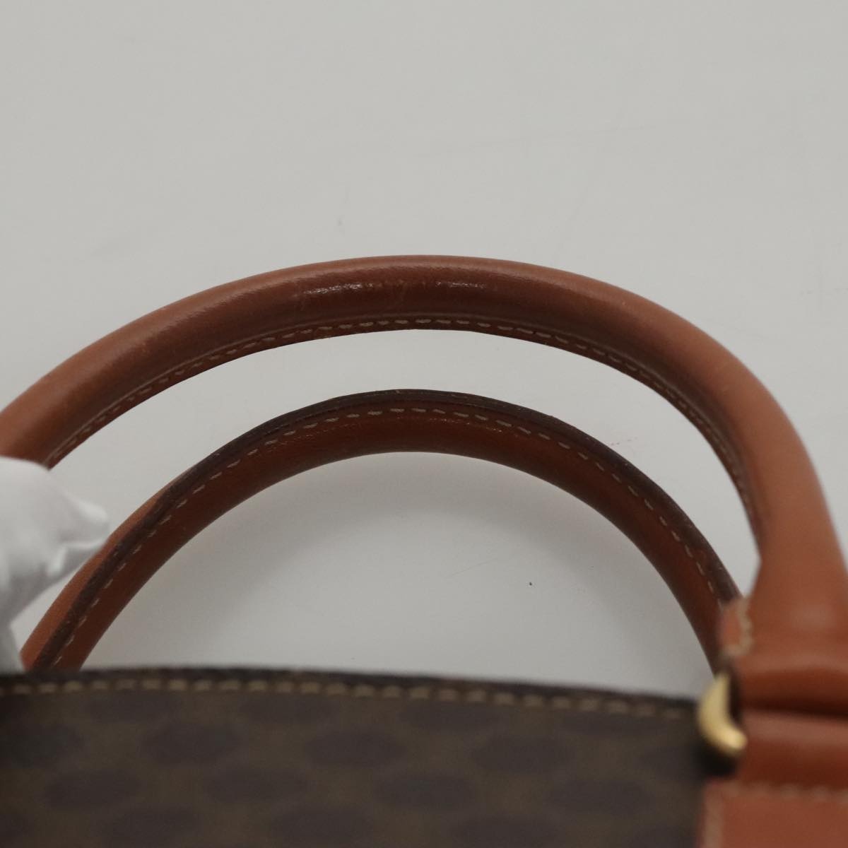 CELINE Macadam Canvas Hand Bag Pvc Leather Brown Gold - 14