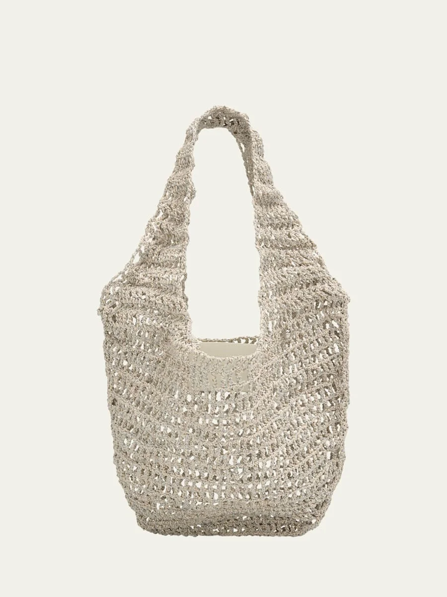 Crochet Market Shoulder Bag in Nappa Leather - 1