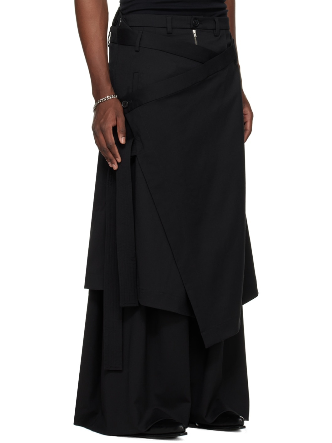 Black Apron Midi Skirt - 2
