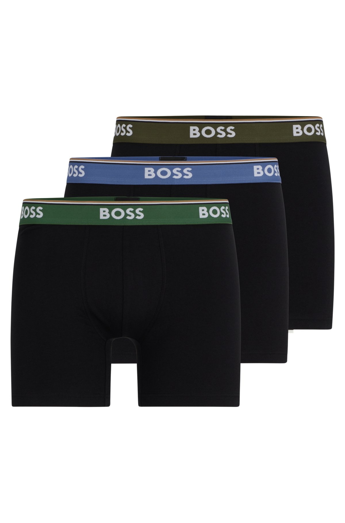 THREE-PACK OF STRETCH-COTTON BOXER BRIEFS WITH LOGOS - 1