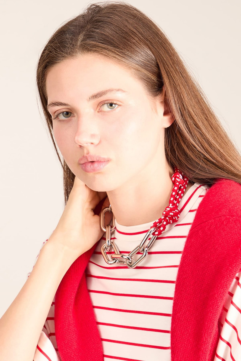 Plan C Rope and Chain Necklace in Red White outlook