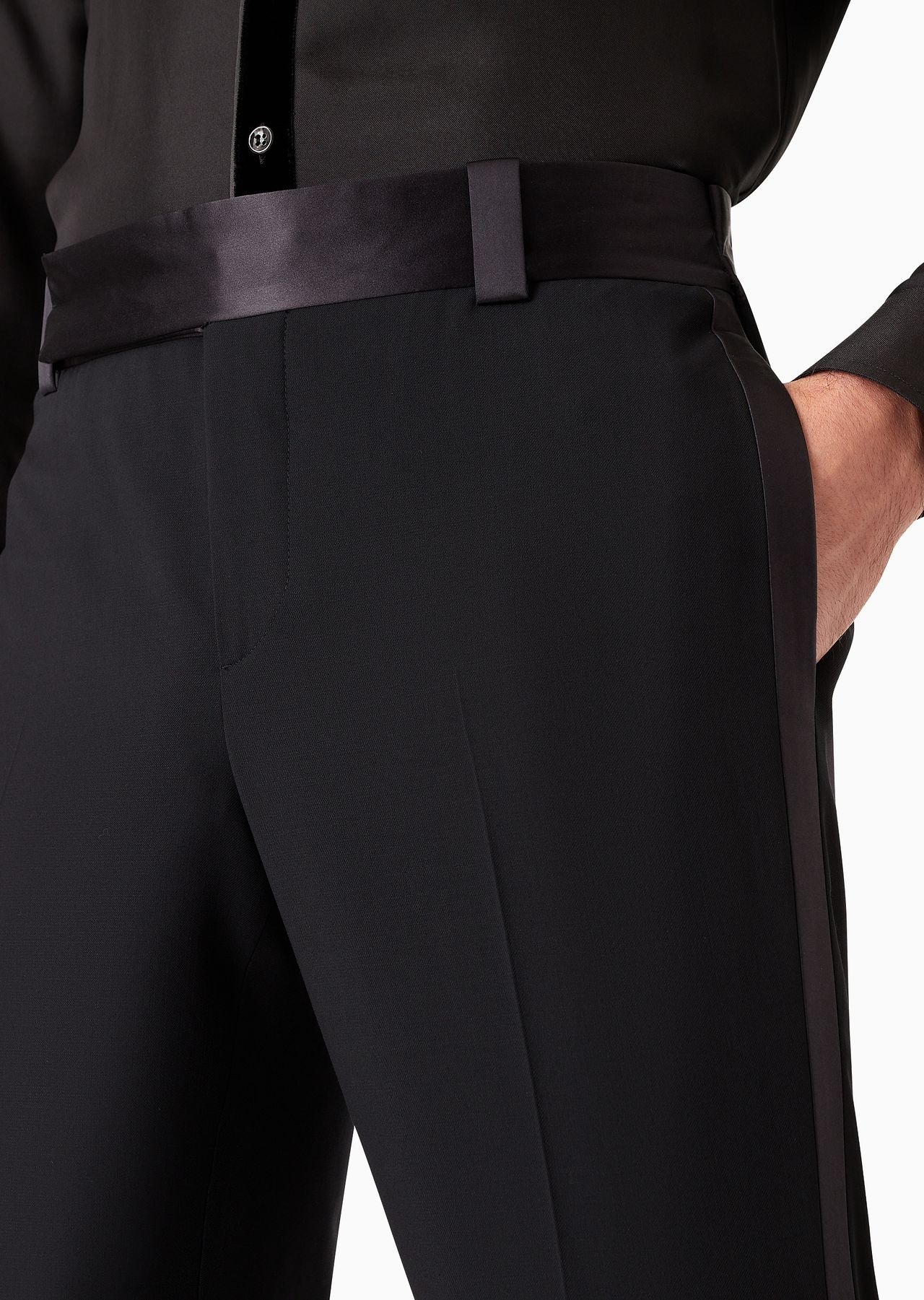Giorgio’s wool-crêpe and satin trousers - 5