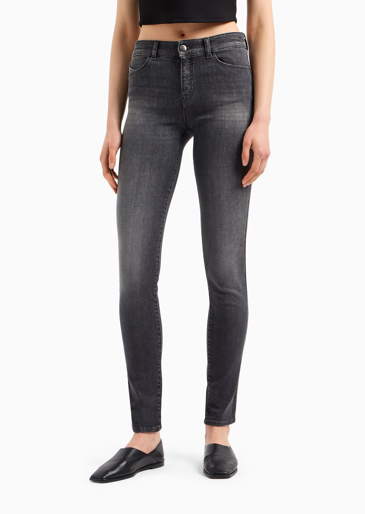 J18 High-rise, skinny-leg jeans in a worn-look denim - 2