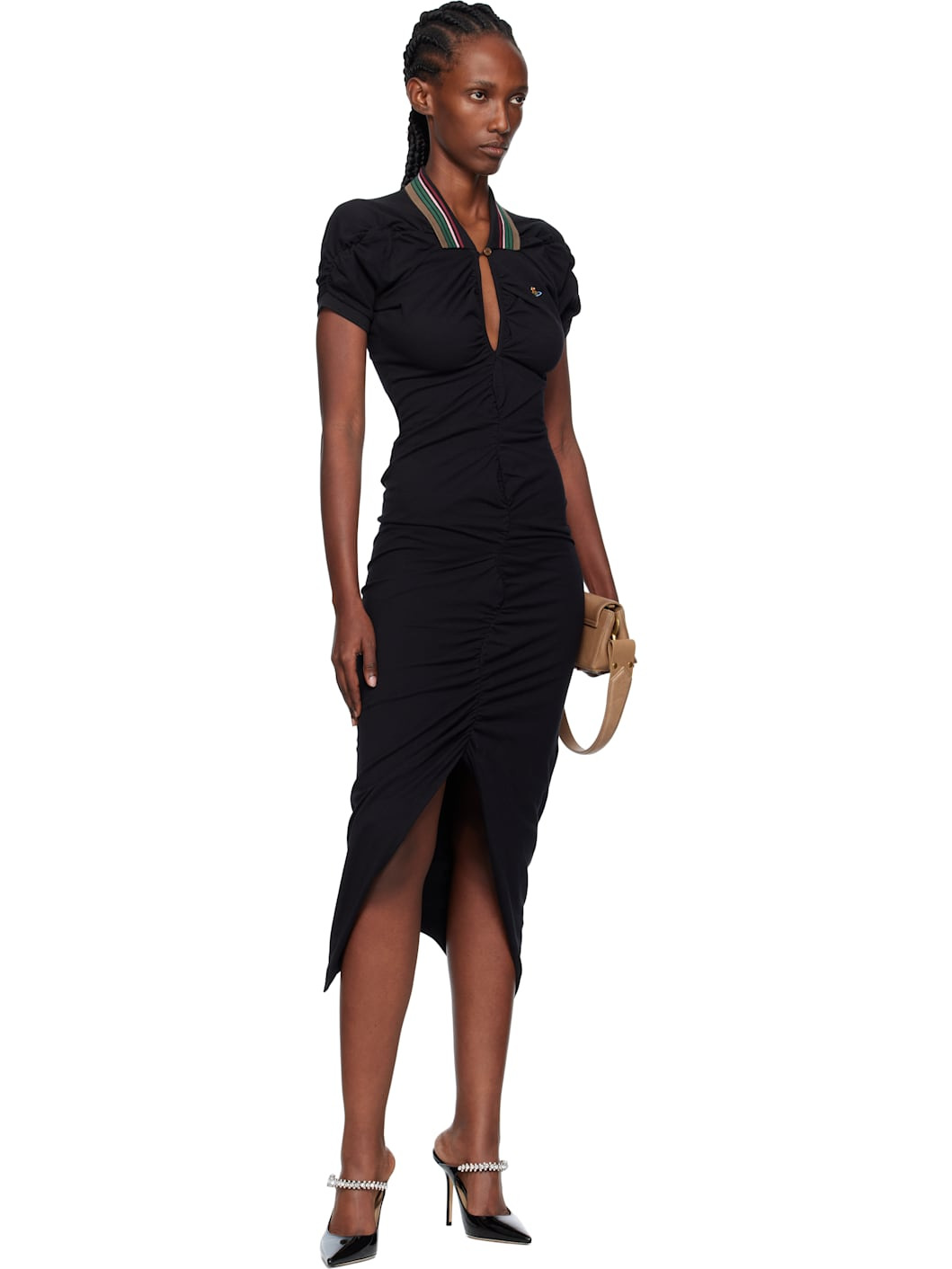 Black Pulling Midi Dress - 4