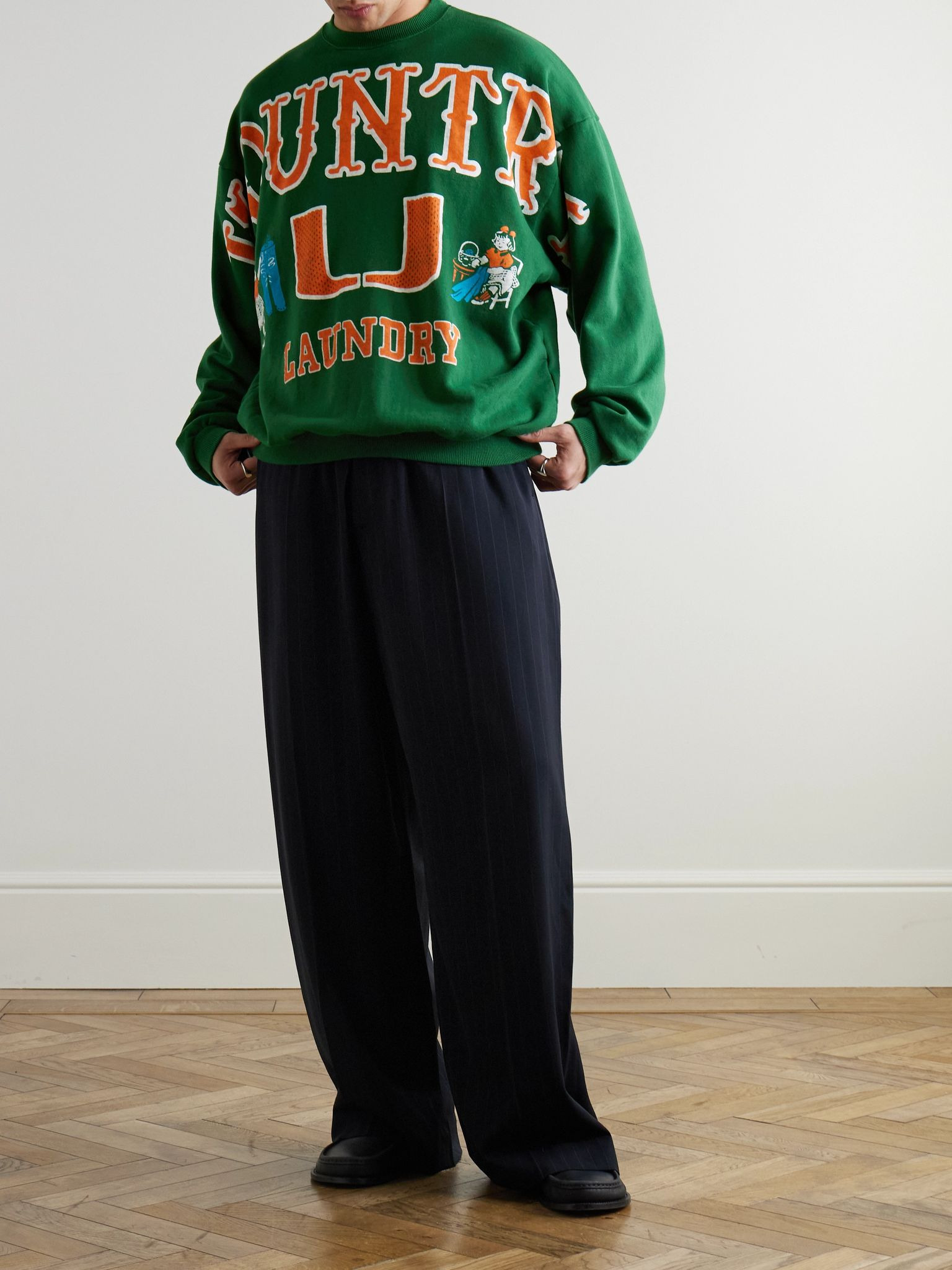 Printed Cotton-Jersey Sweatshirt Green - 2