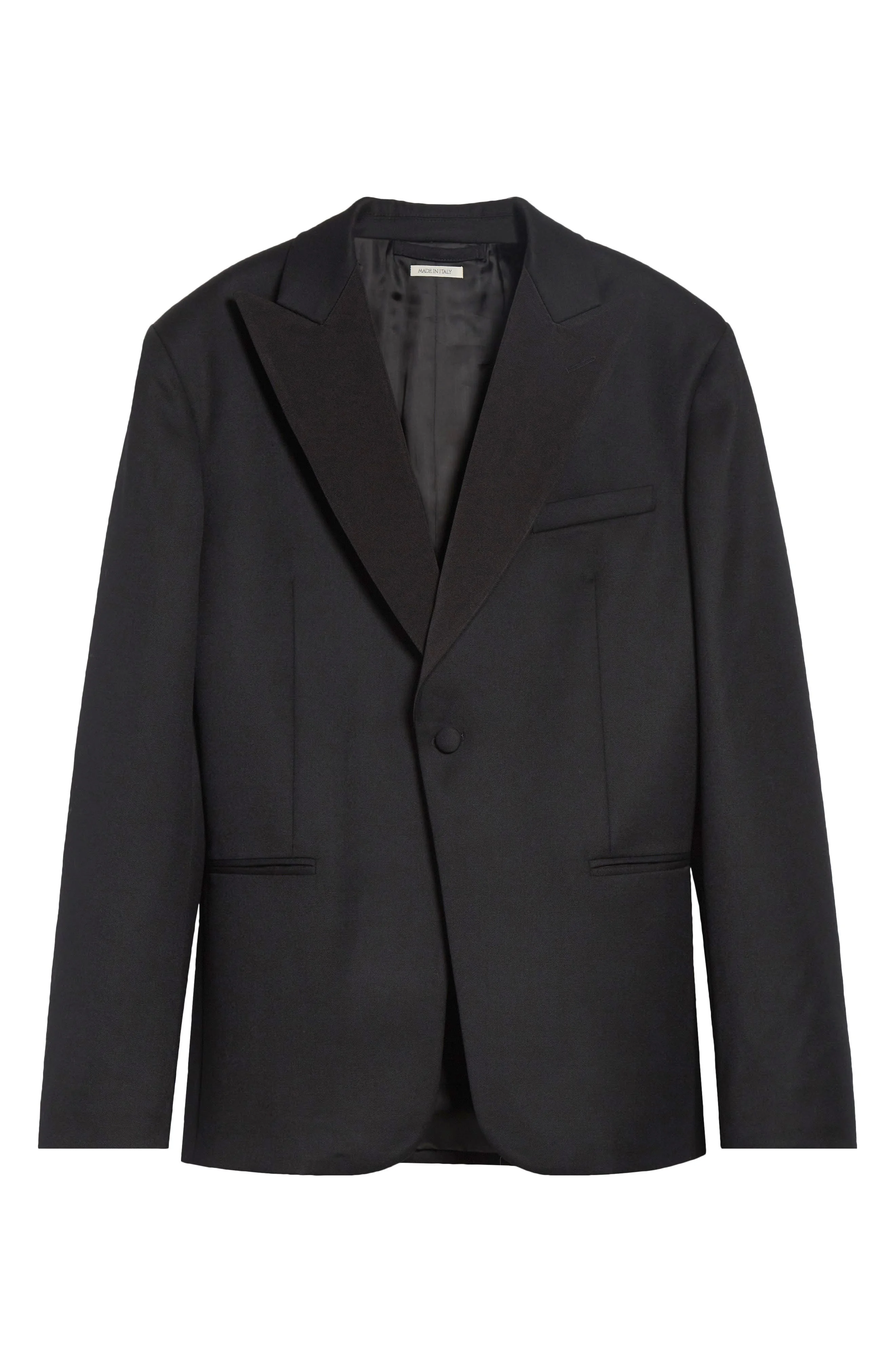 JW Anderson Peak Lapel Black Wool Tuxedo Jacket at Nordstrom - 1